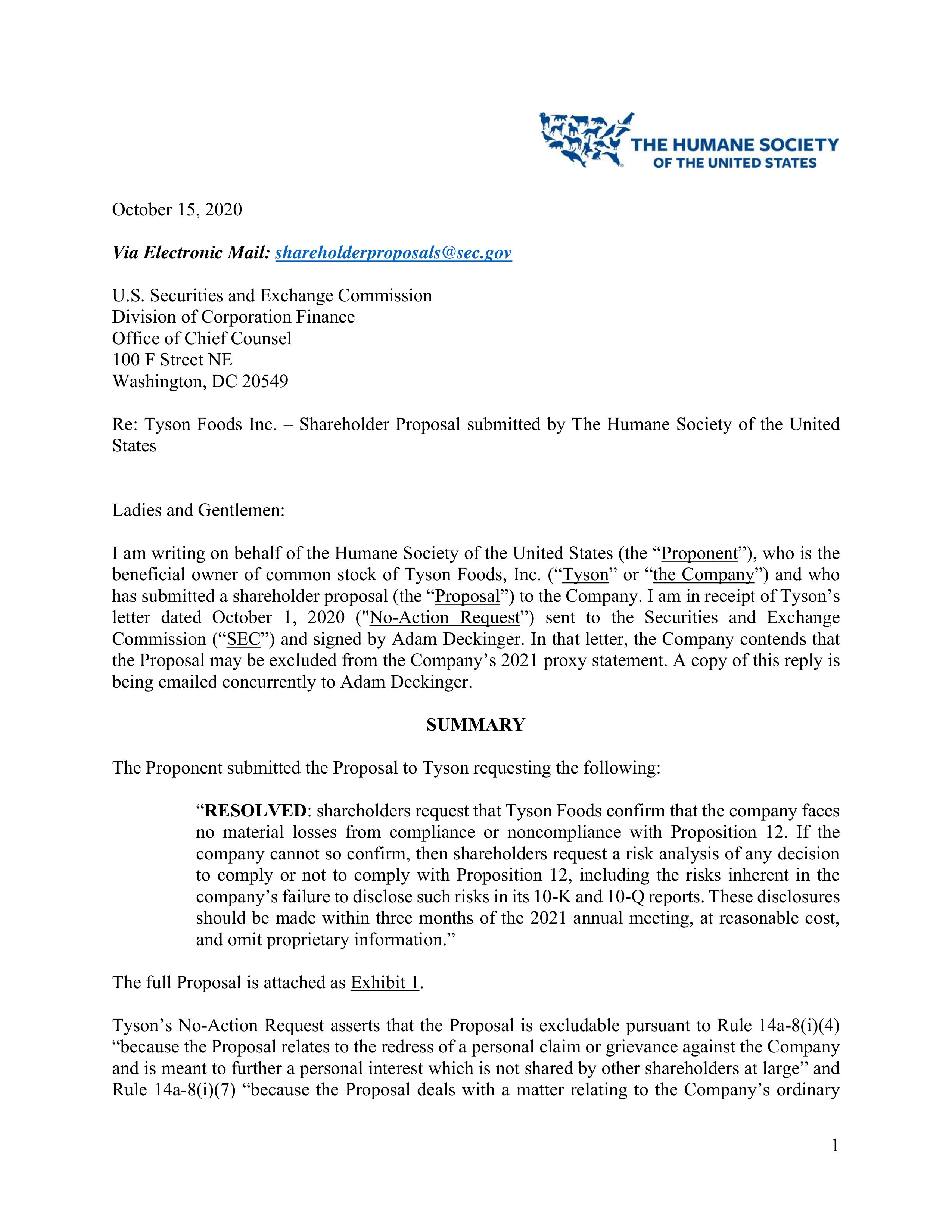 Tyson Foods Proposal  — page 8