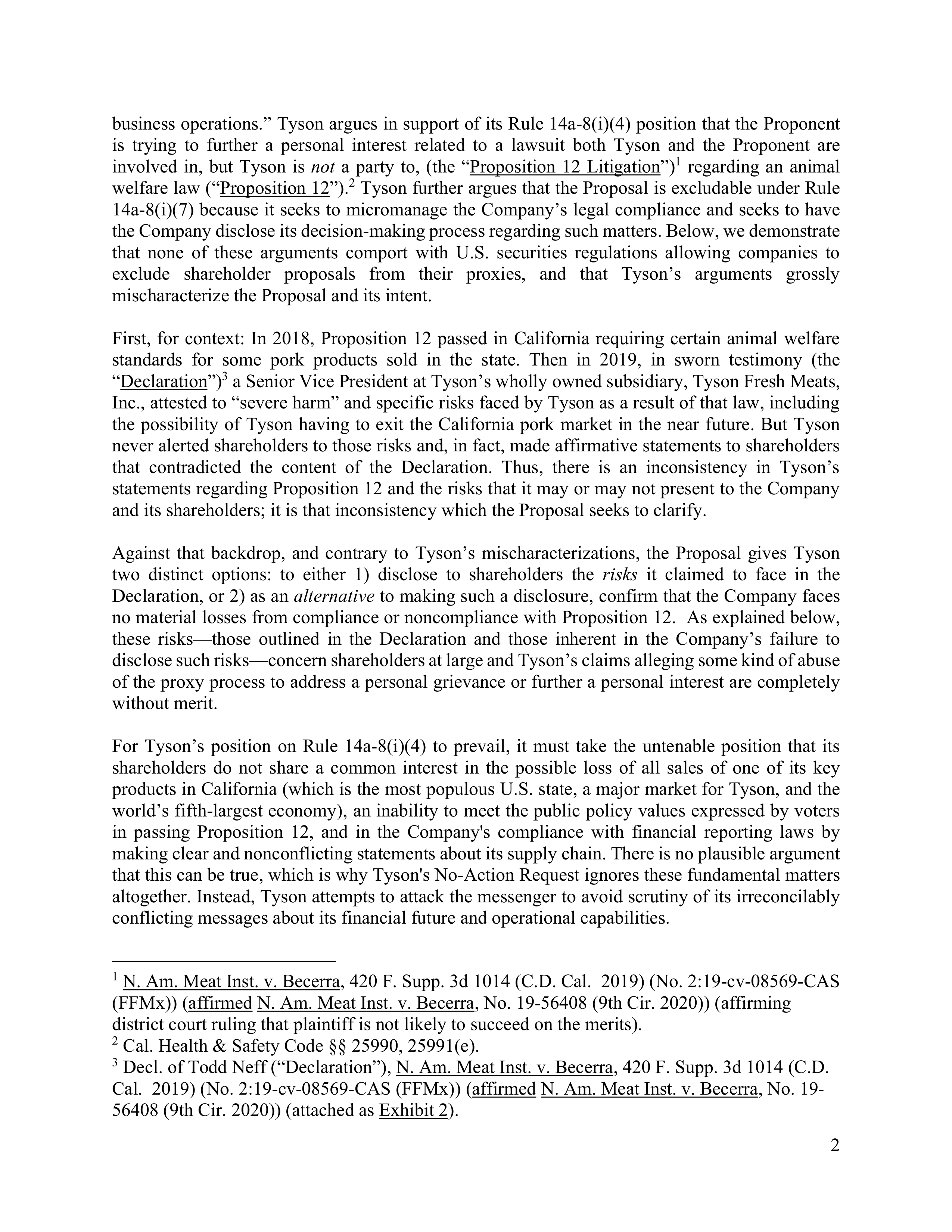 Tyson Foods Proposal  — page 9