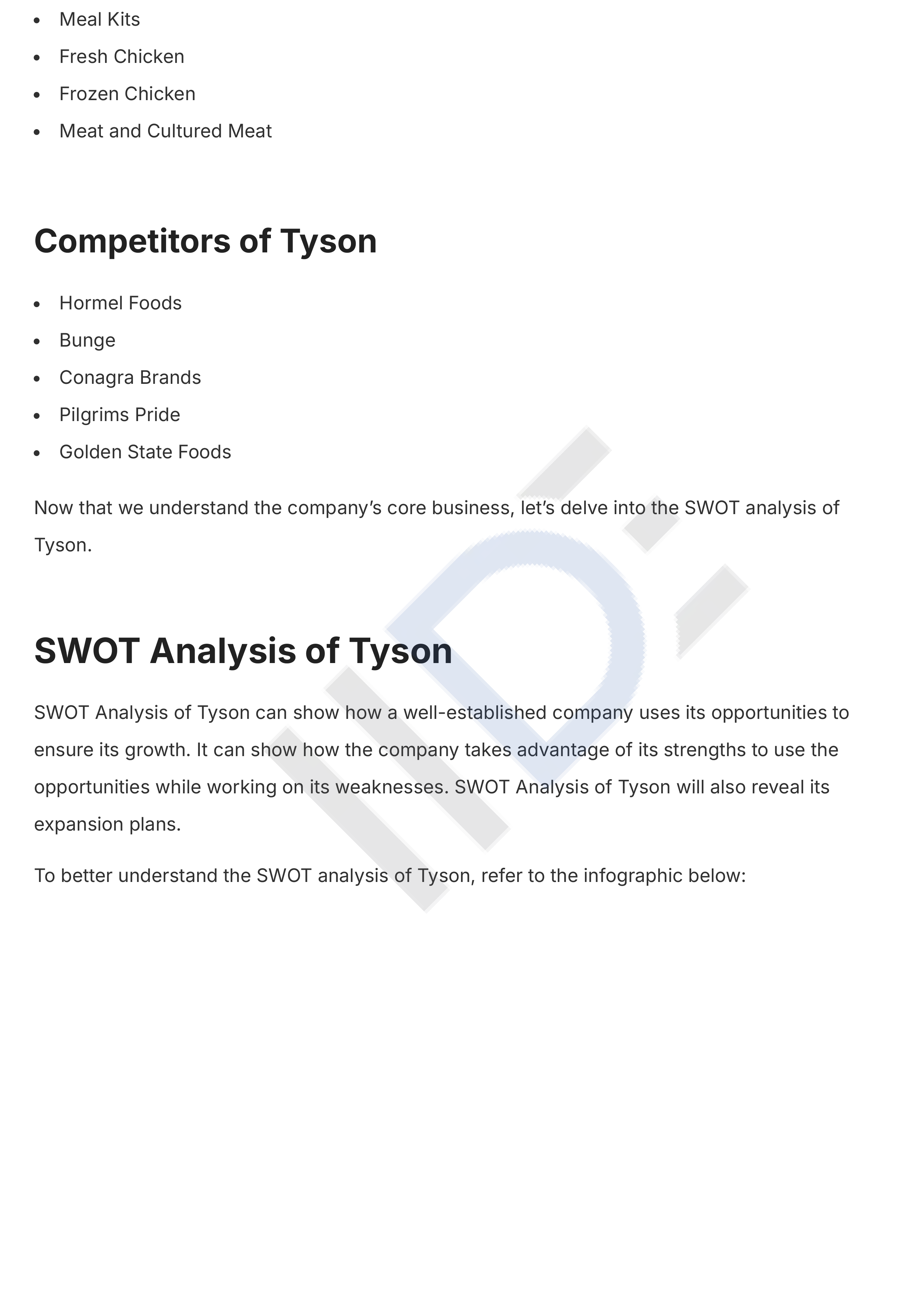 Tyson Foods SWOT Analysis  — page 4
