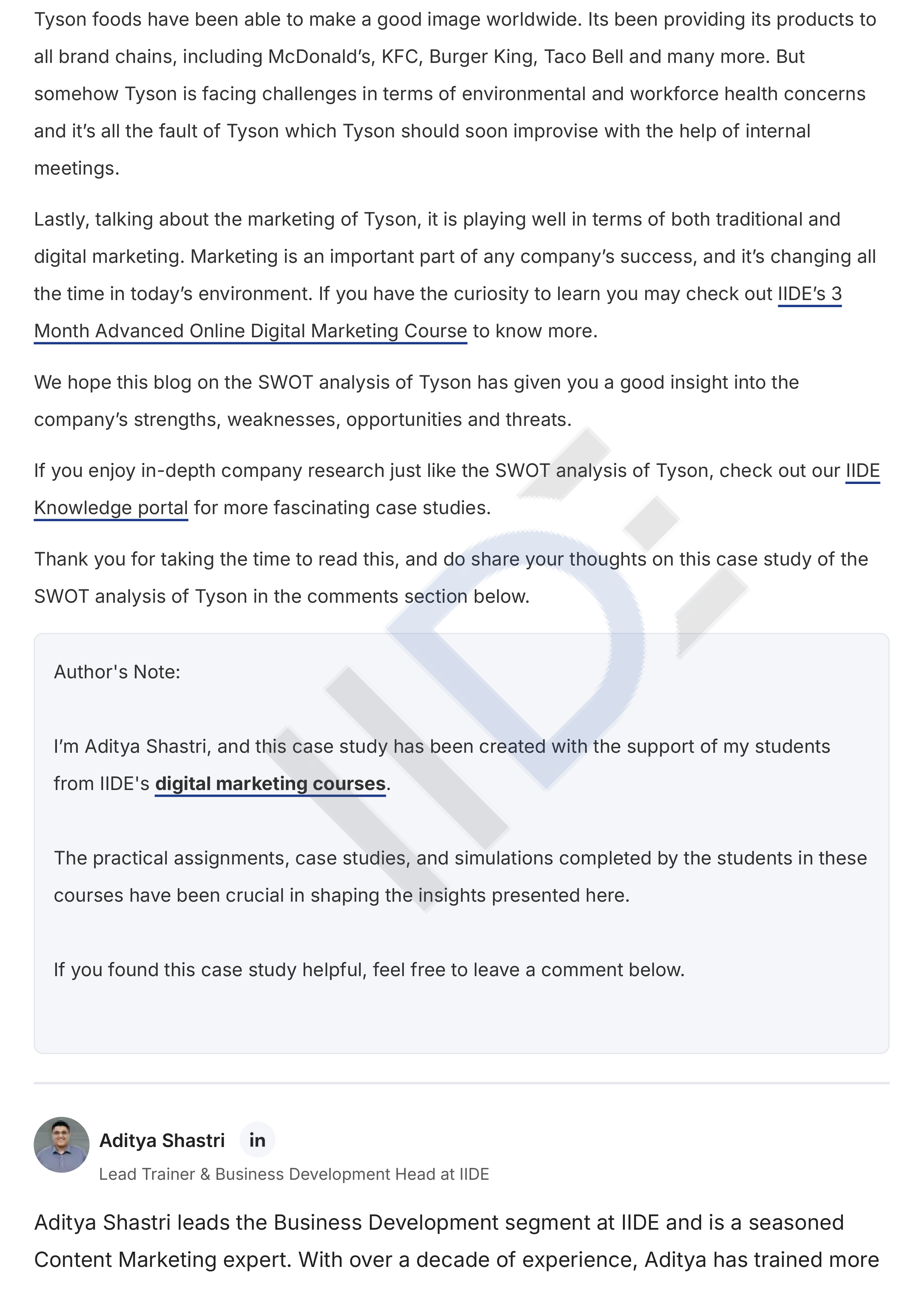 Tyson Foods SWOT Analysis  — page 8