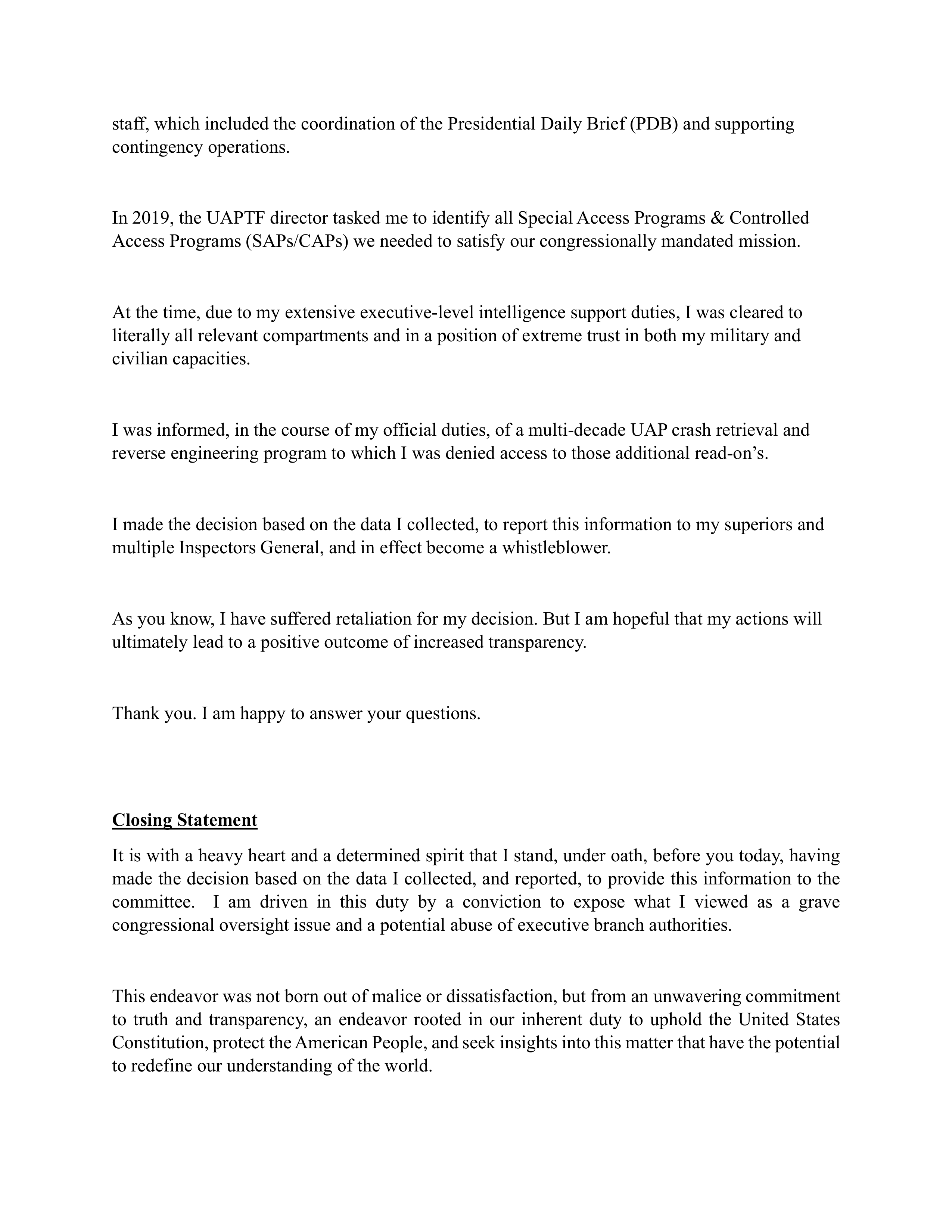 UAP Congressional Opening Statement — page 2
