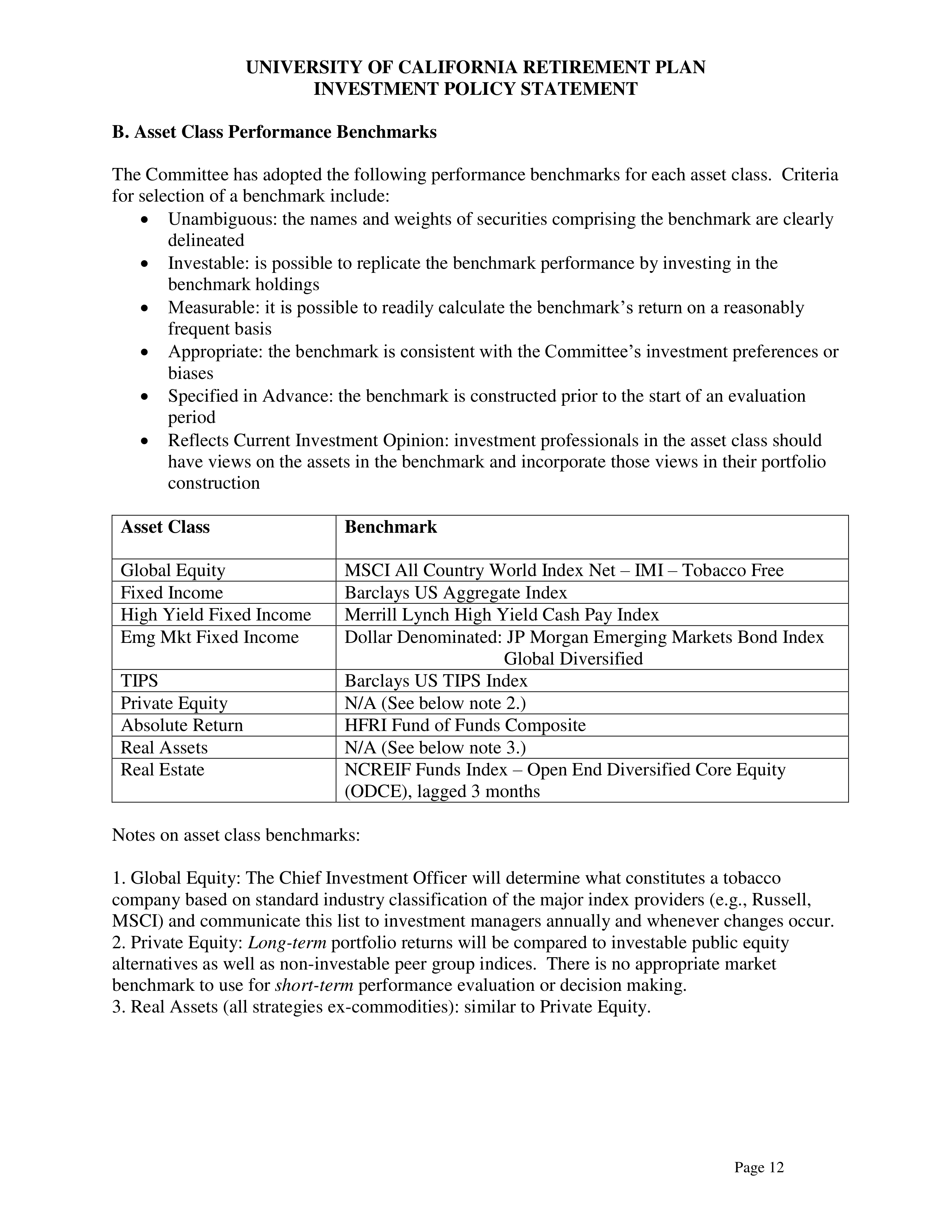 UC Retirement Plan Investment Statement — page 12