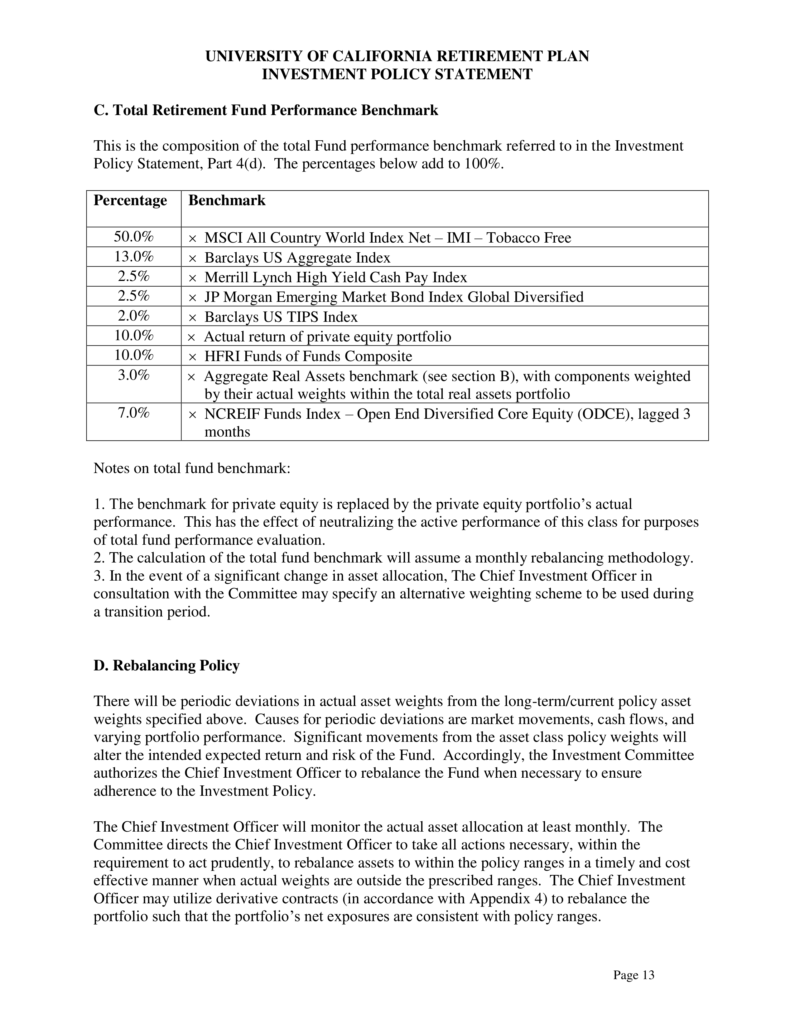 UC Retirement Plan Investment Statement — page 13