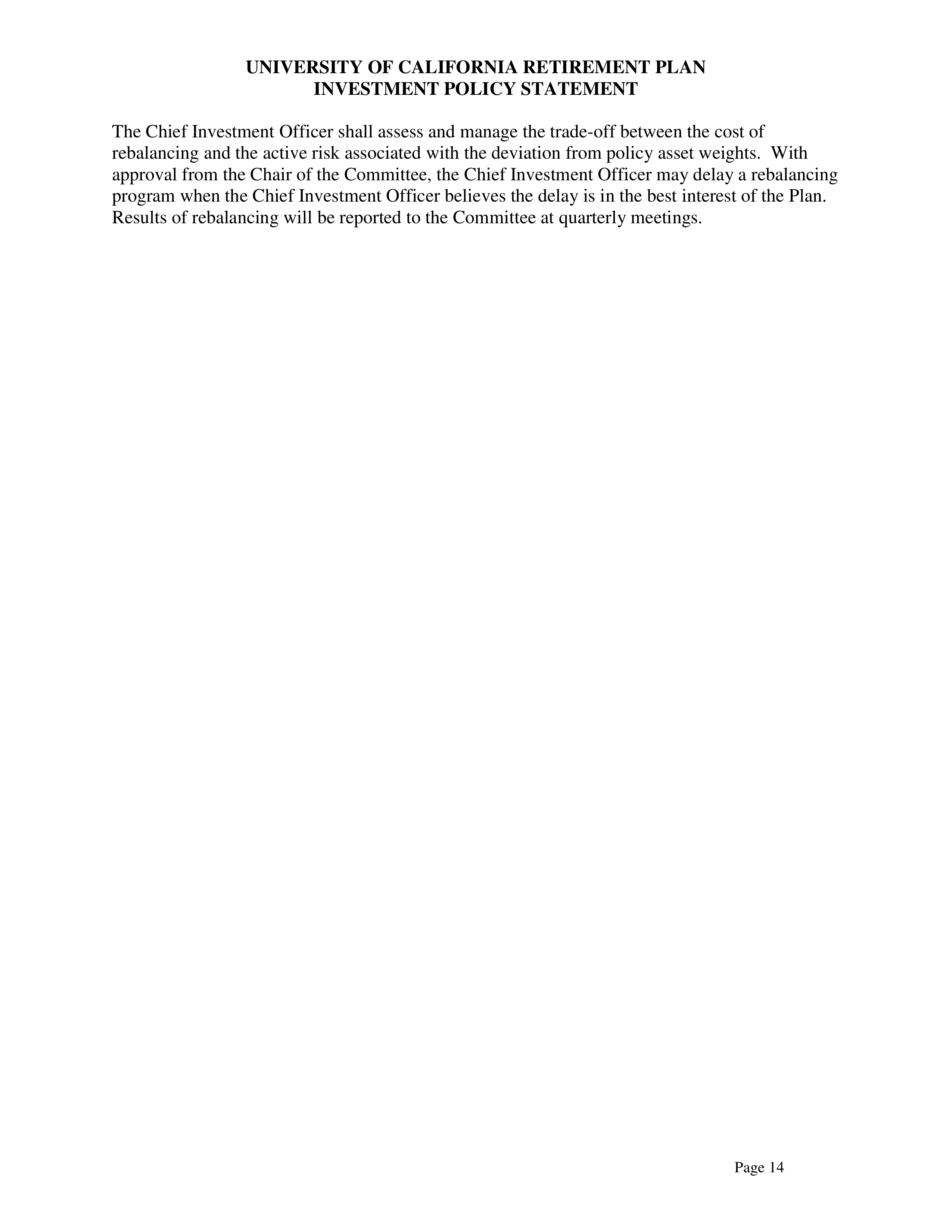 UC Retirement Plan Investment Statement — page 14