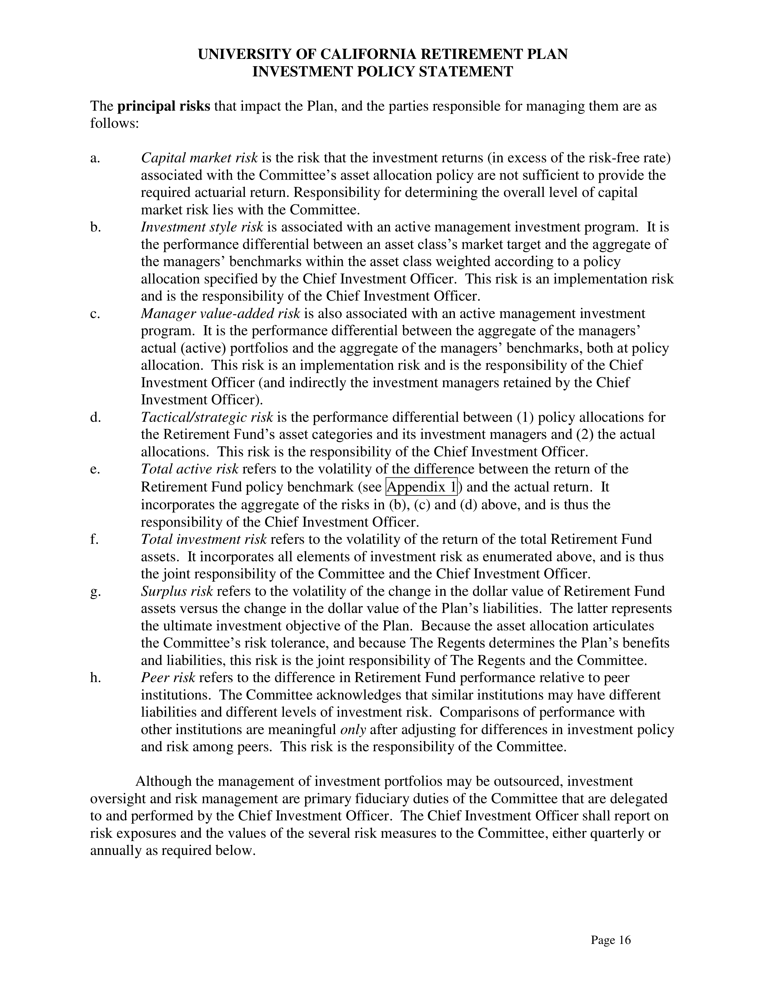 UC Retirement Plan Investment Statement — page 16