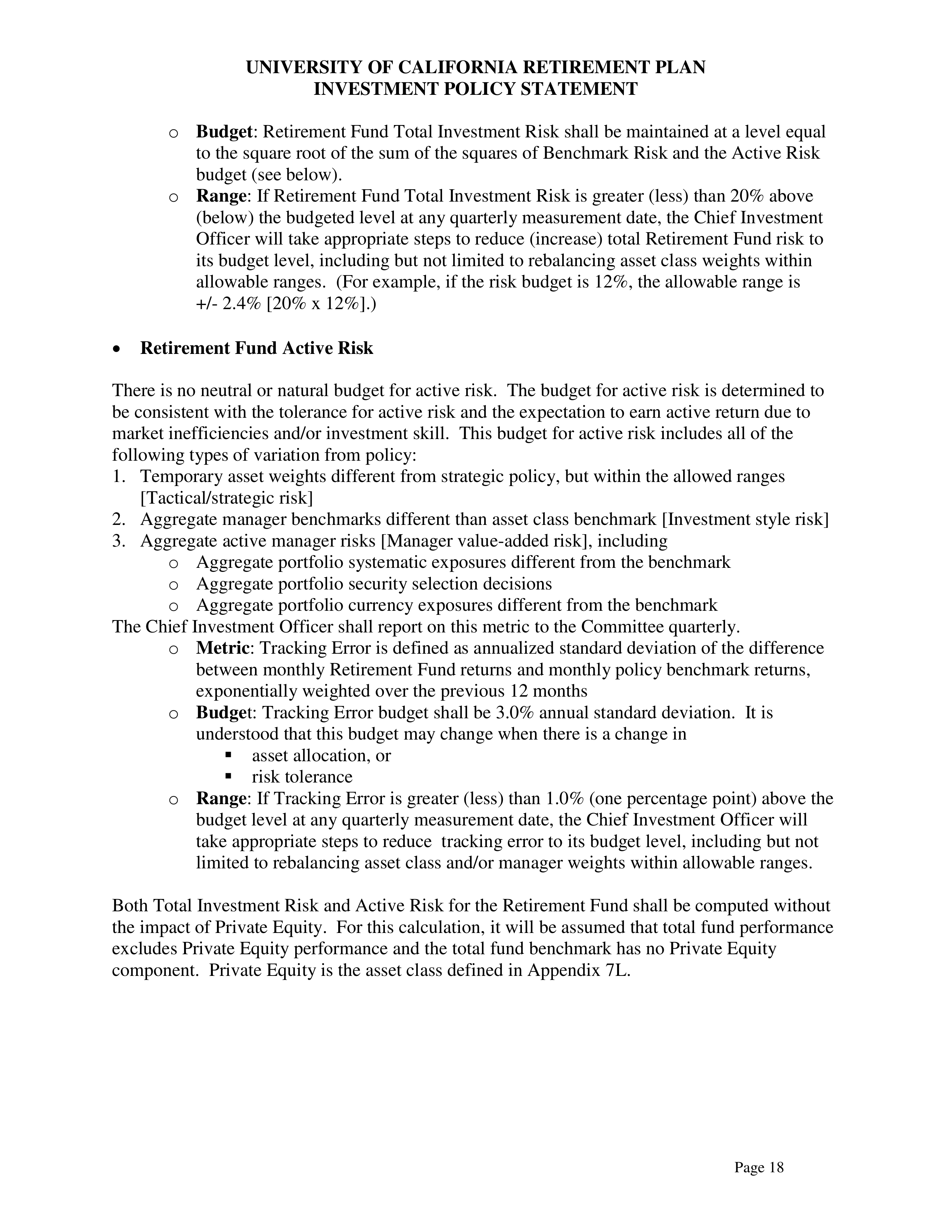 UC Retirement Plan Investment Statement — page 18