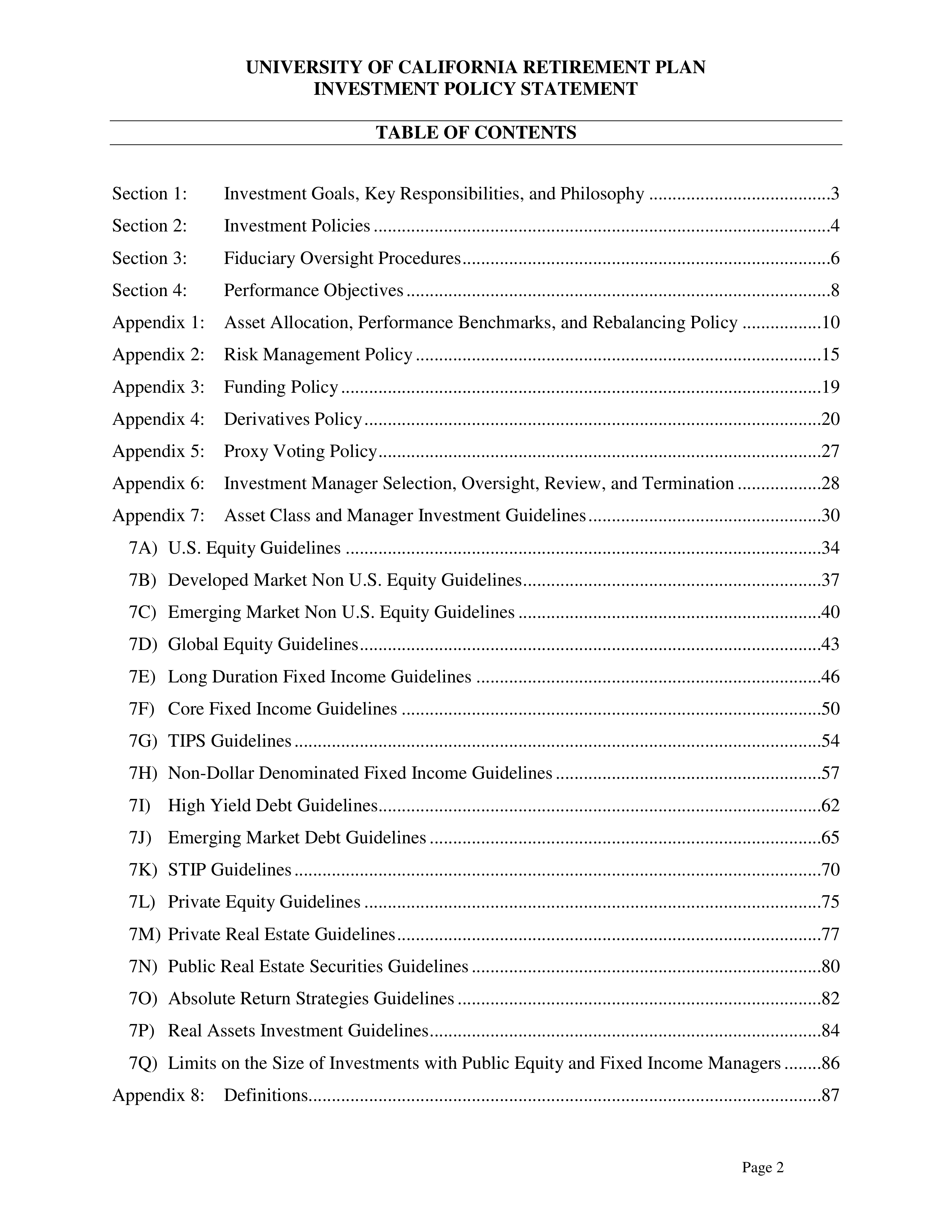 UC Retirement Plan Investment Statement — page 2