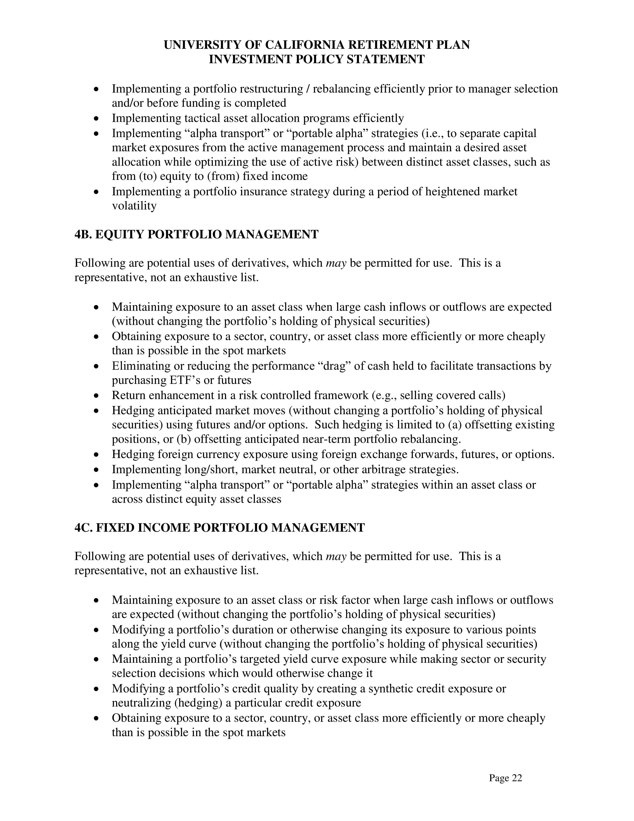 UC Retirement Plan Investment Statement — page 22