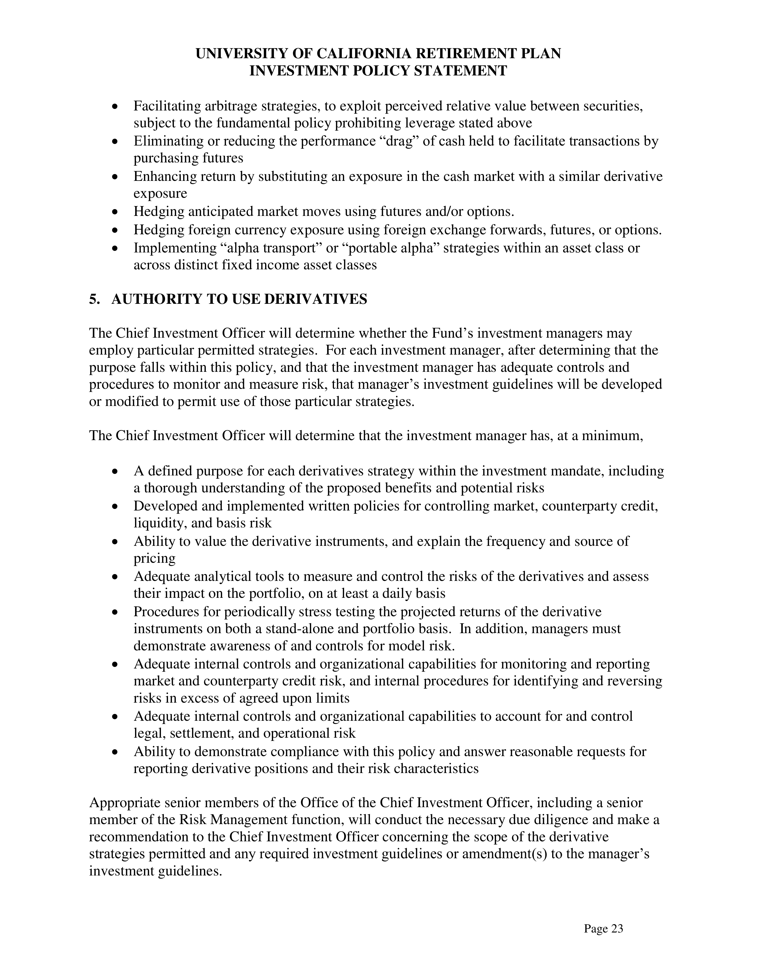 UC Retirement Plan Investment Statement — page 23