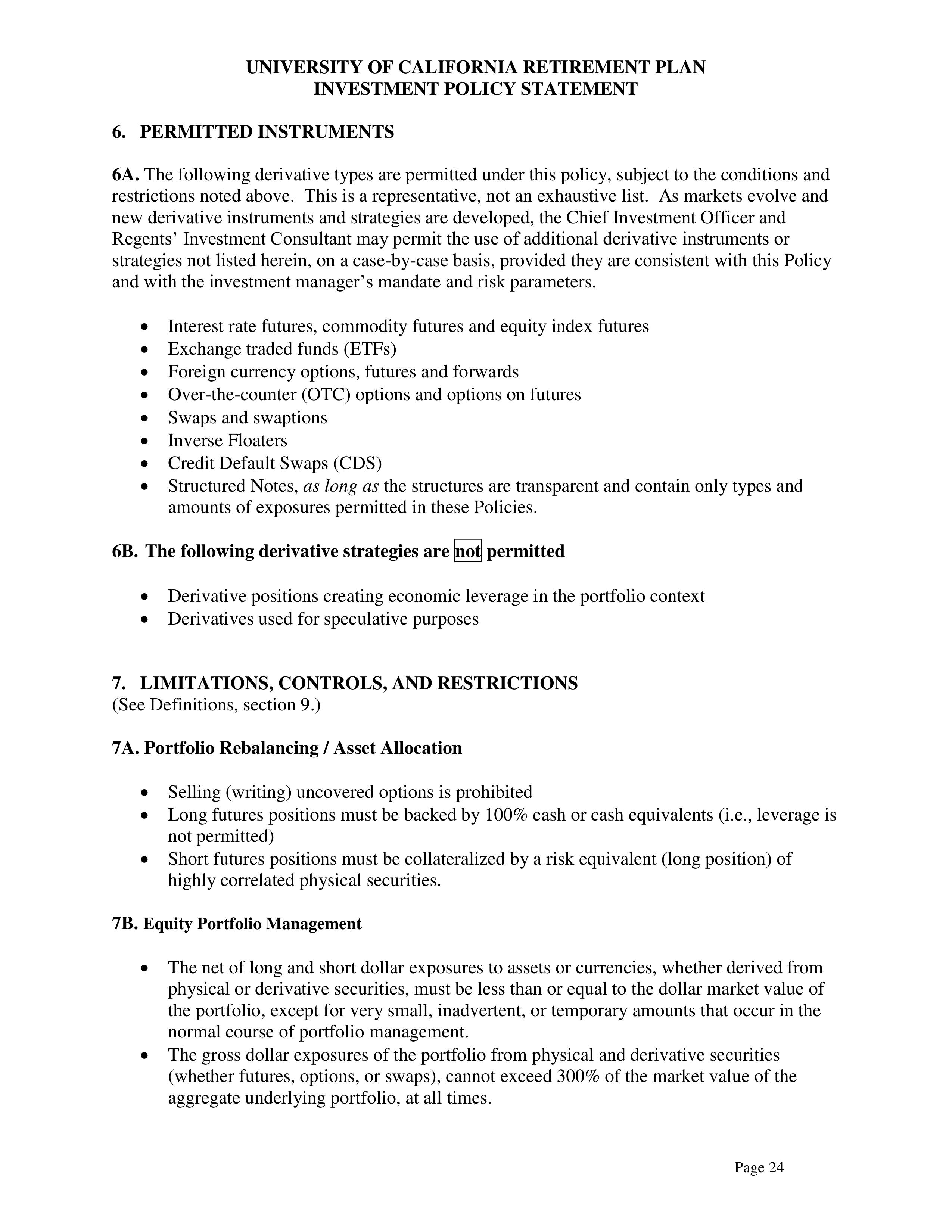 UC Retirement Plan Investment Statement — page 24