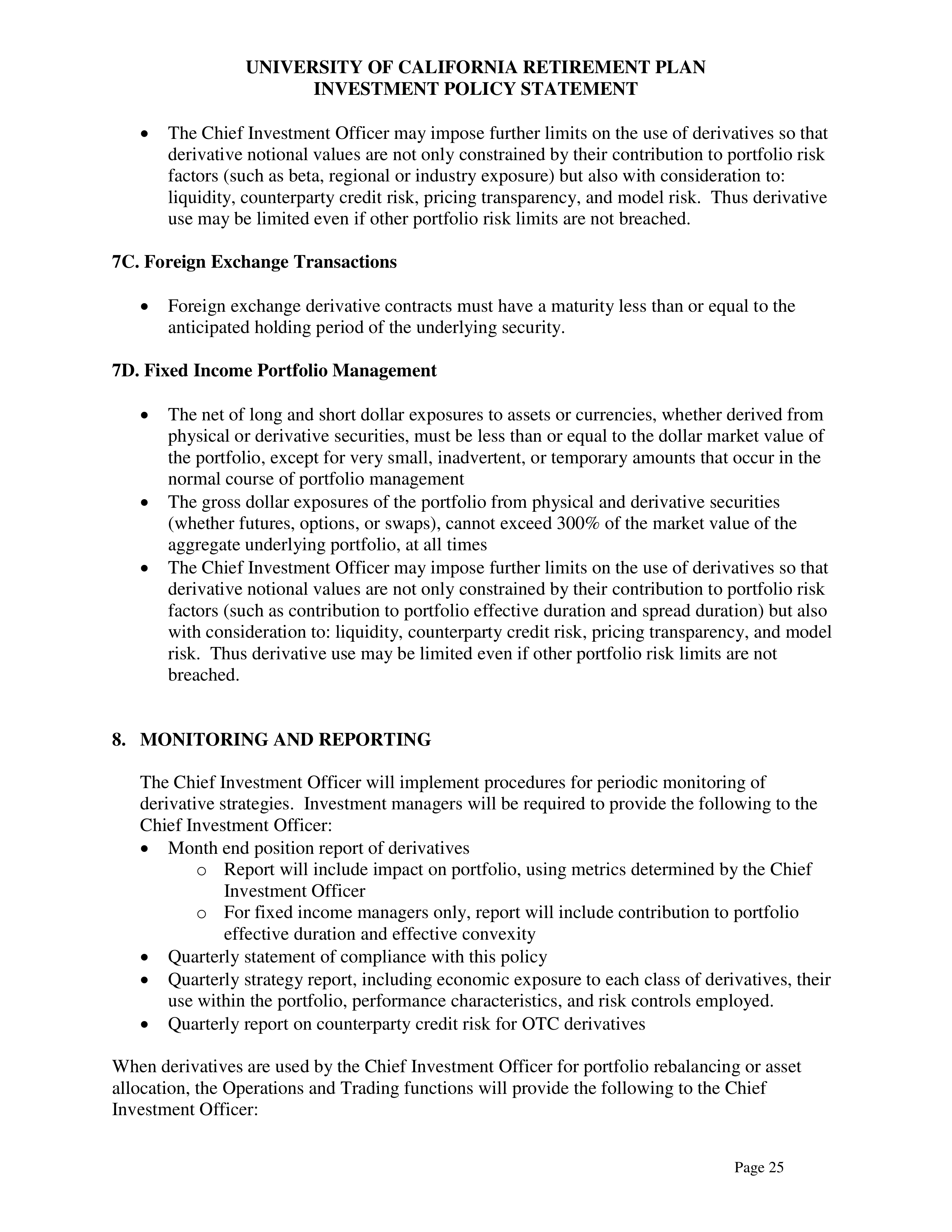 UC Retirement Plan Investment Statement — page 25