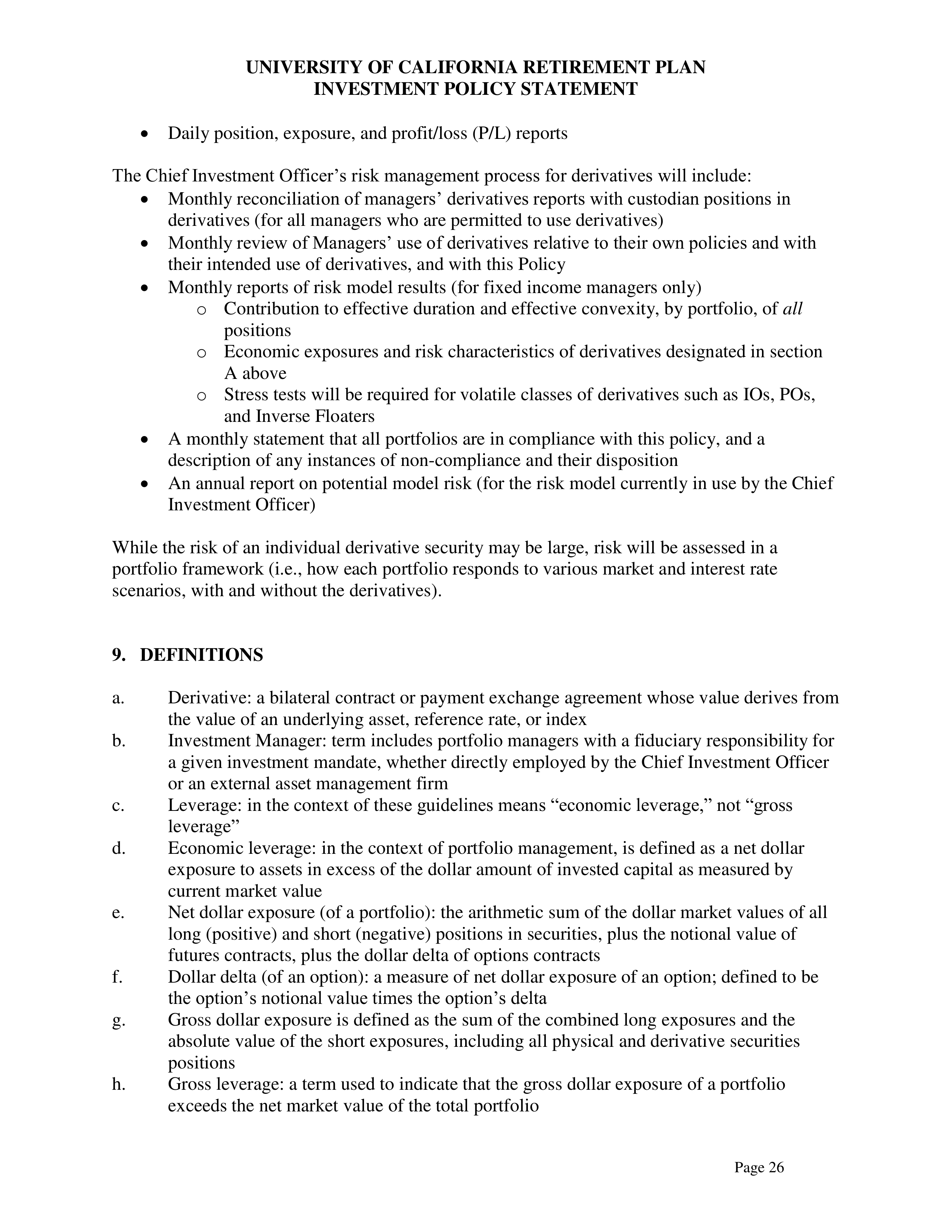 UC Retirement Plan Investment Statement — page 26