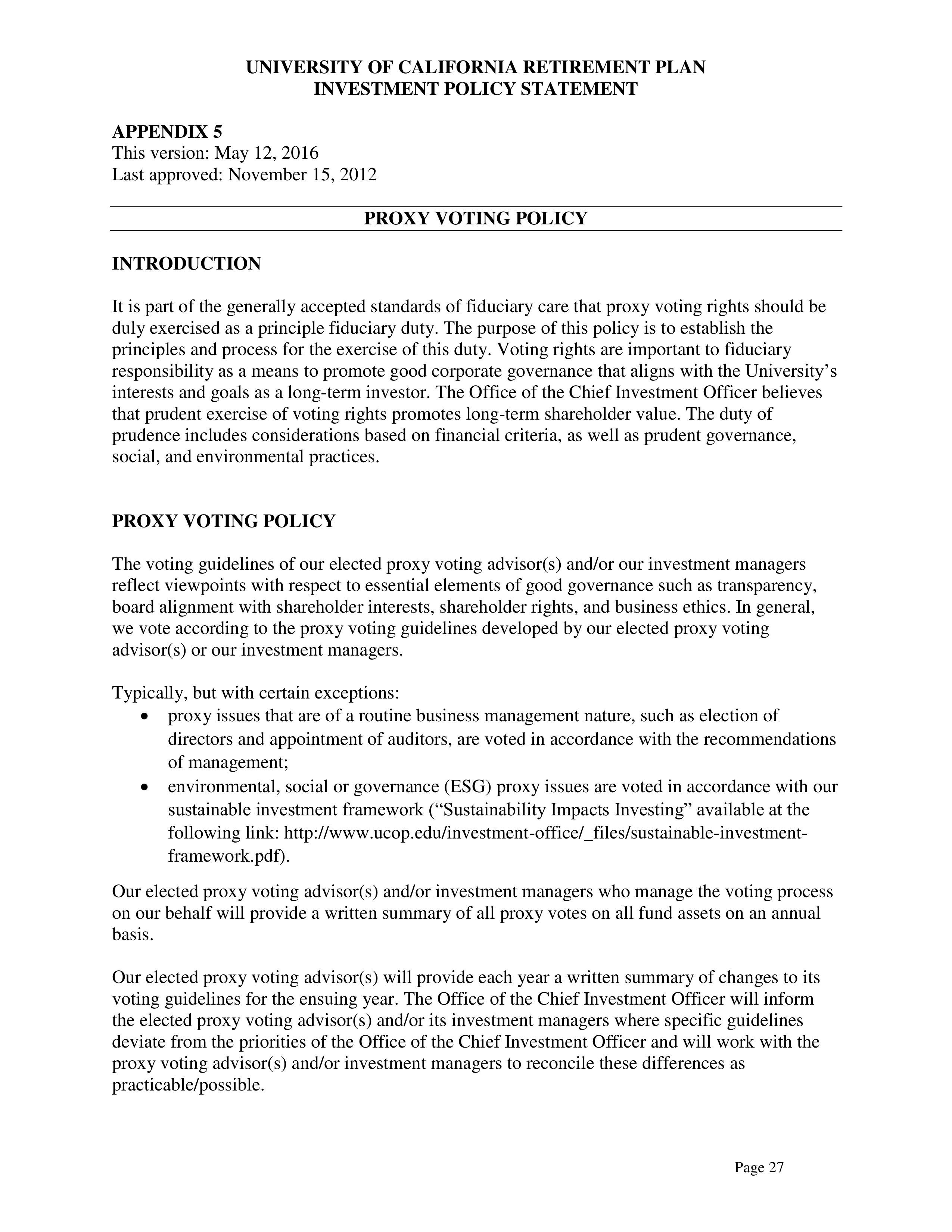 UC Retirement Plan Investment Statement — page 27