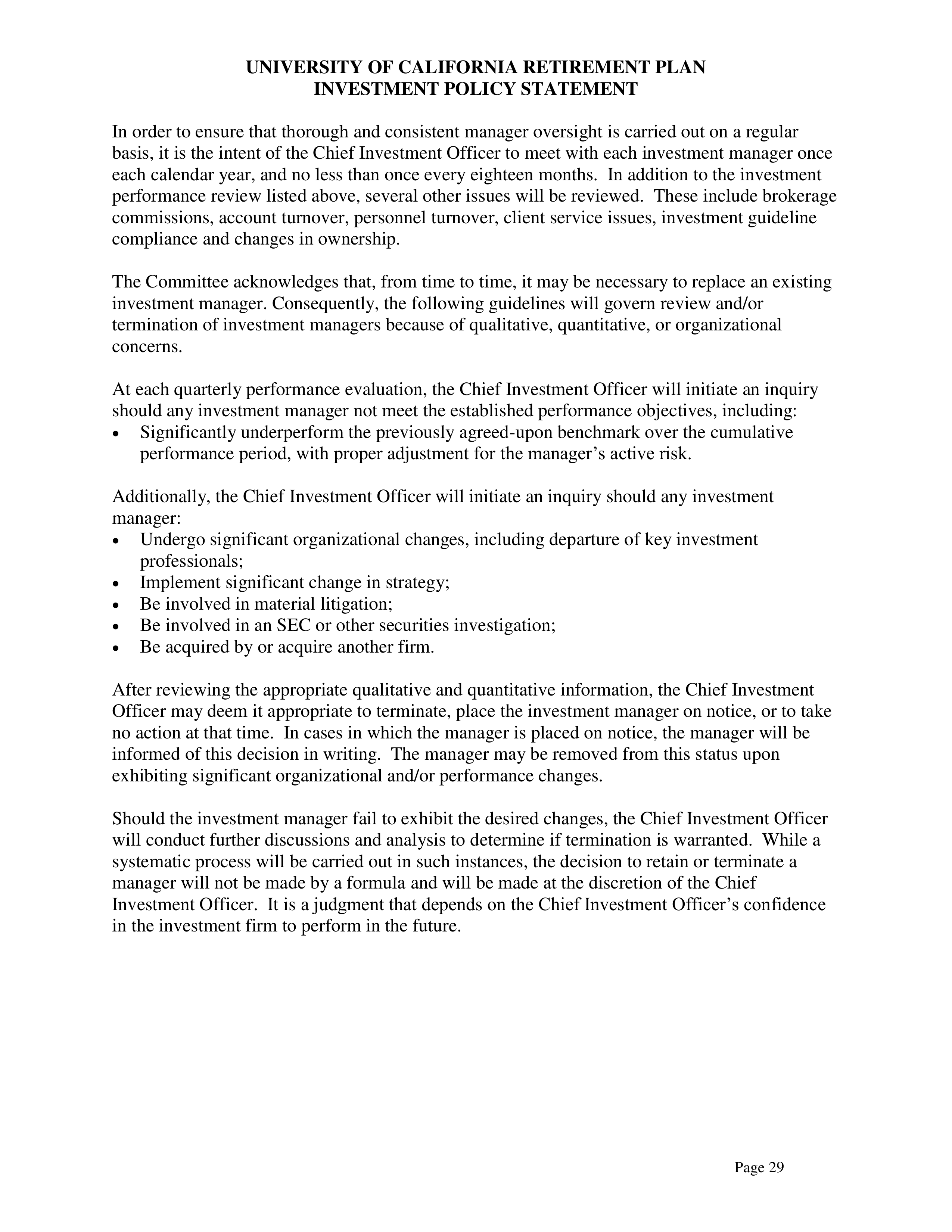 UC Retirement Plan Investment Statement — page 29