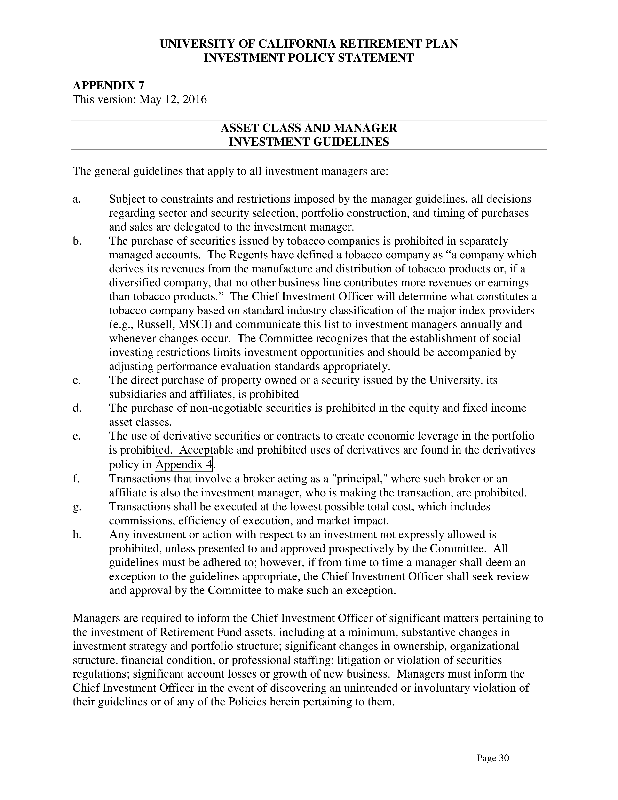 UC Retirement Plan Investment Statement — page 30