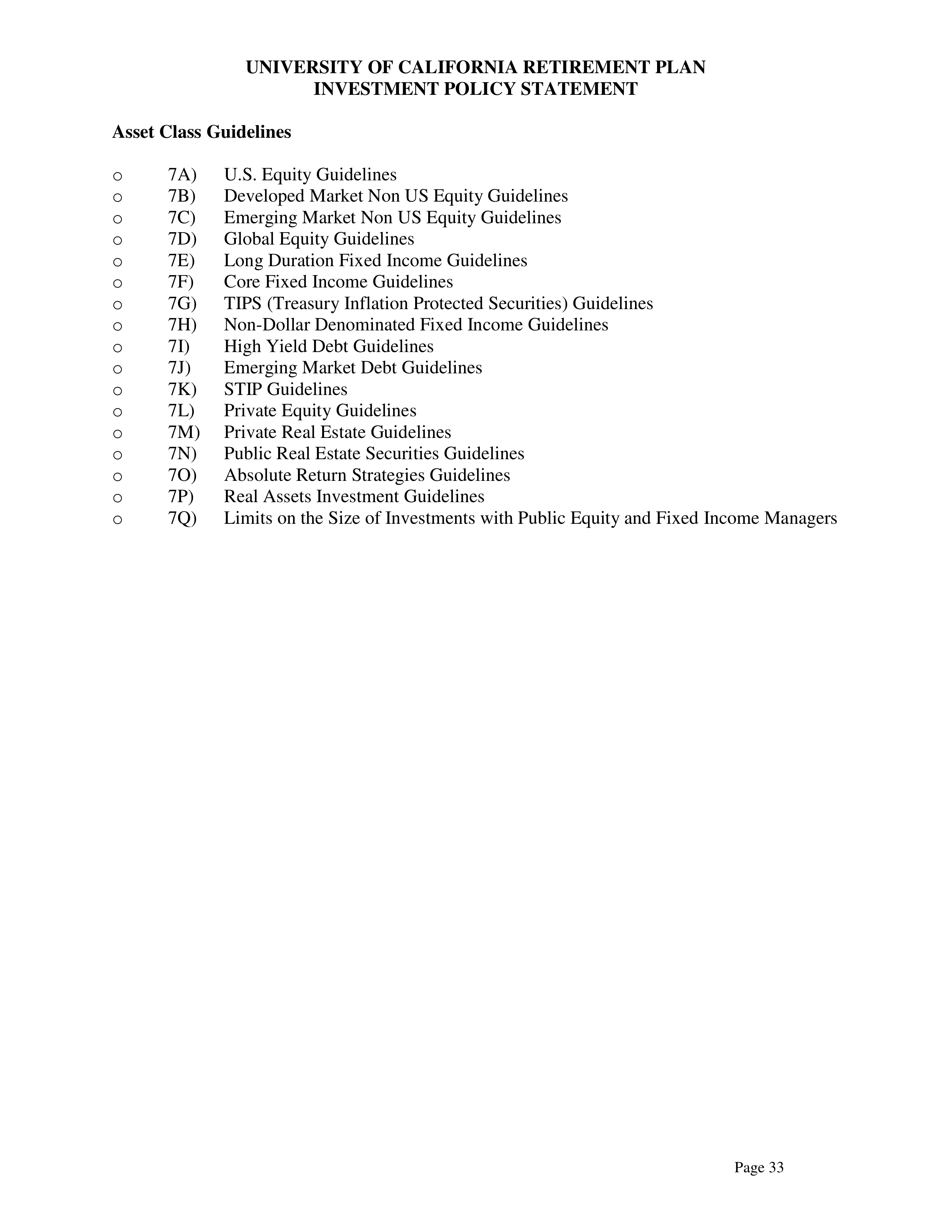 UC Retirement Plan Investment Statement — page 33