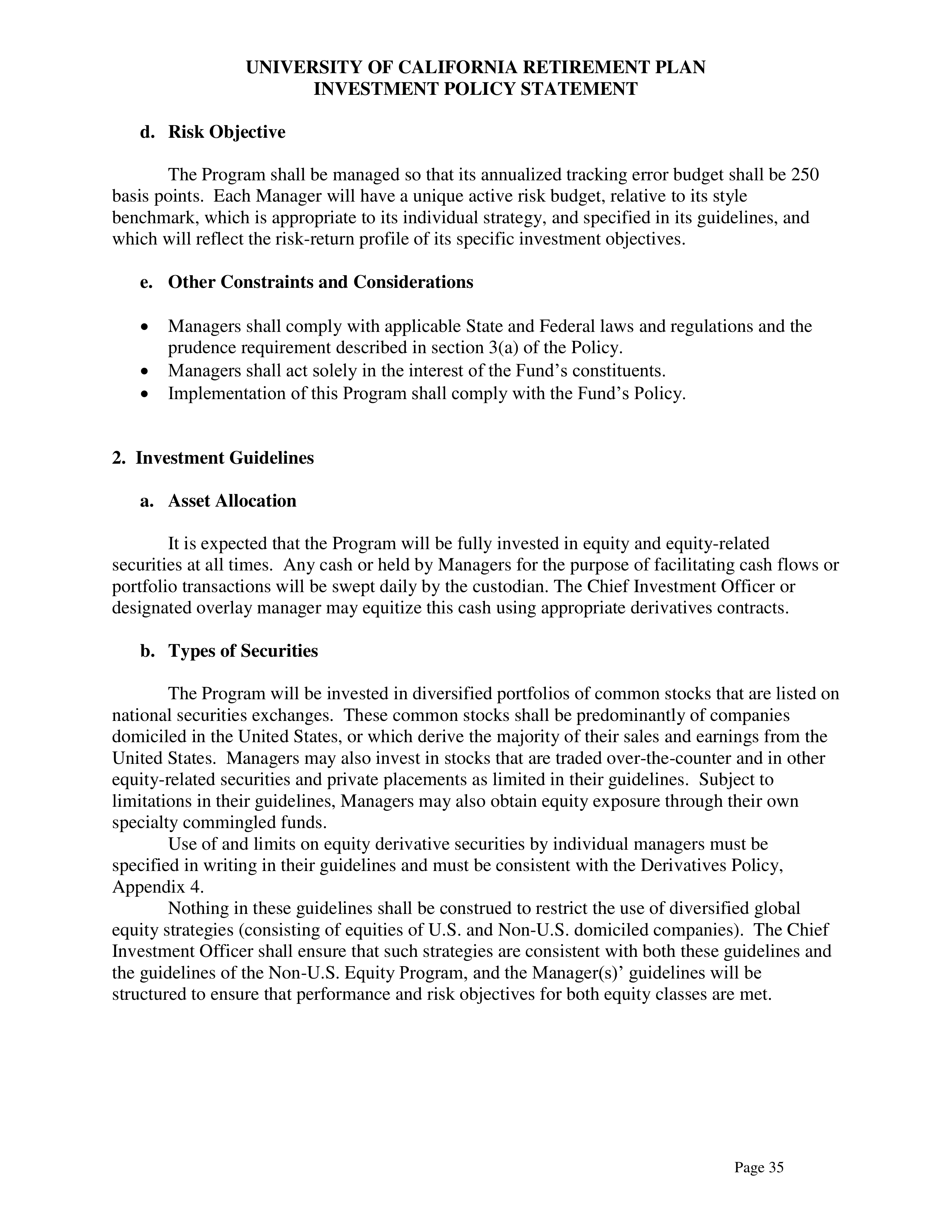 UC Retirement Plan Investment Statement — page 35