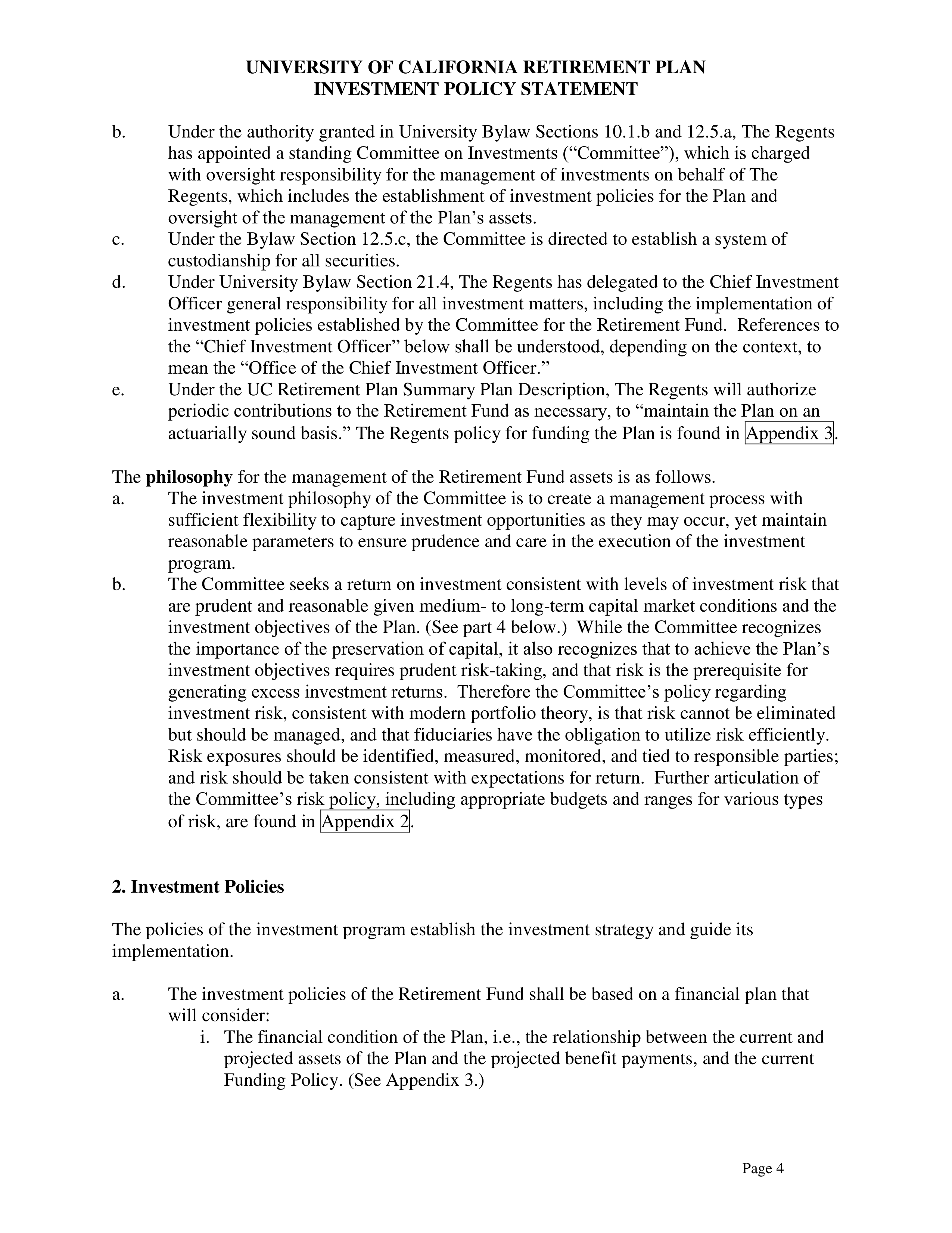 UC Retirement Plan Investment Statement — page 4