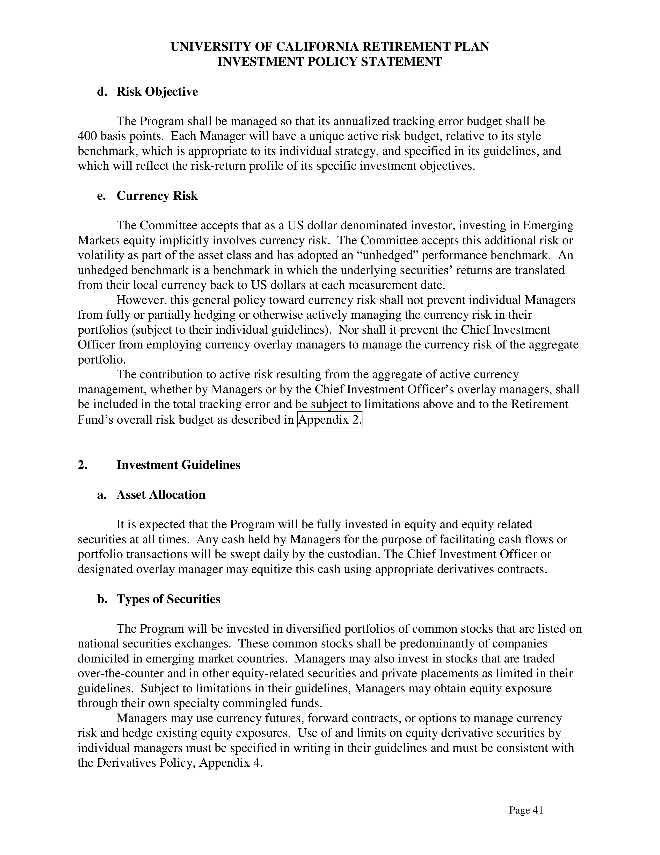 UC Retirement Plan Investment Statement — page 41