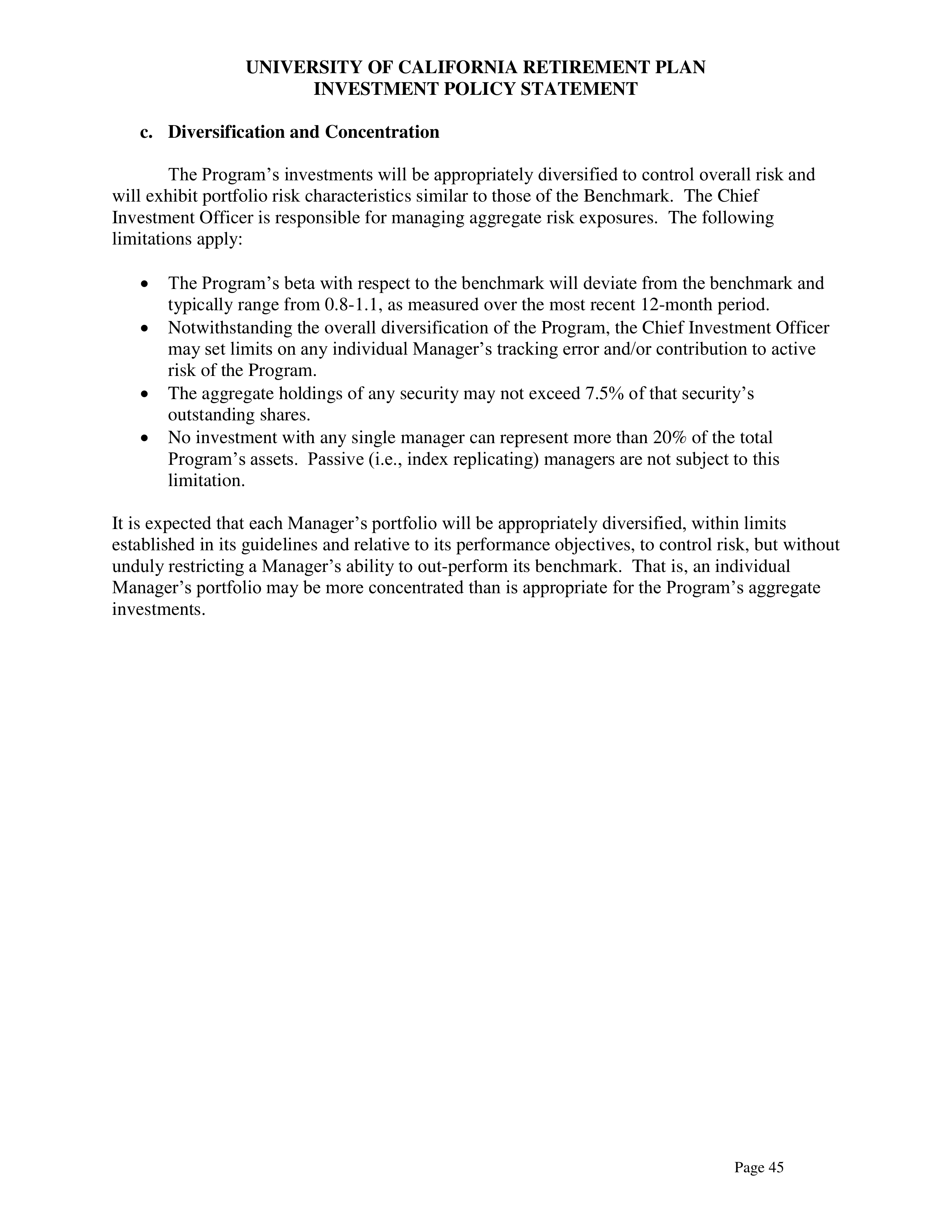 UC Retirement Plan Investment Statement — page 45