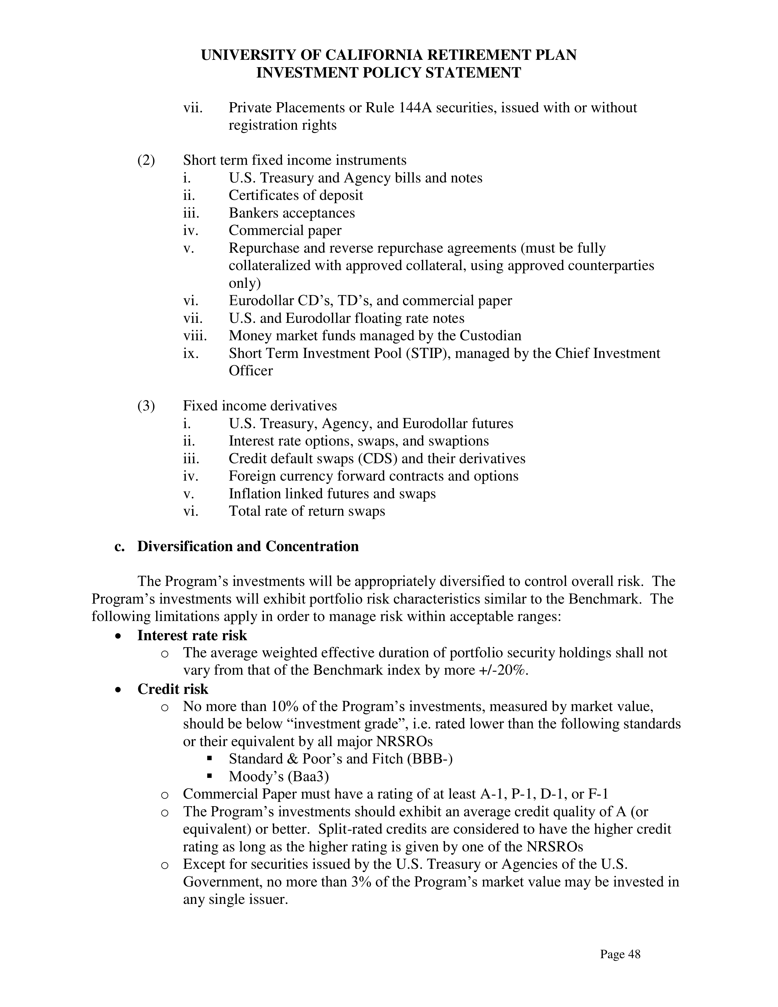 UC Retirement Plan Investment Statement — page 48
