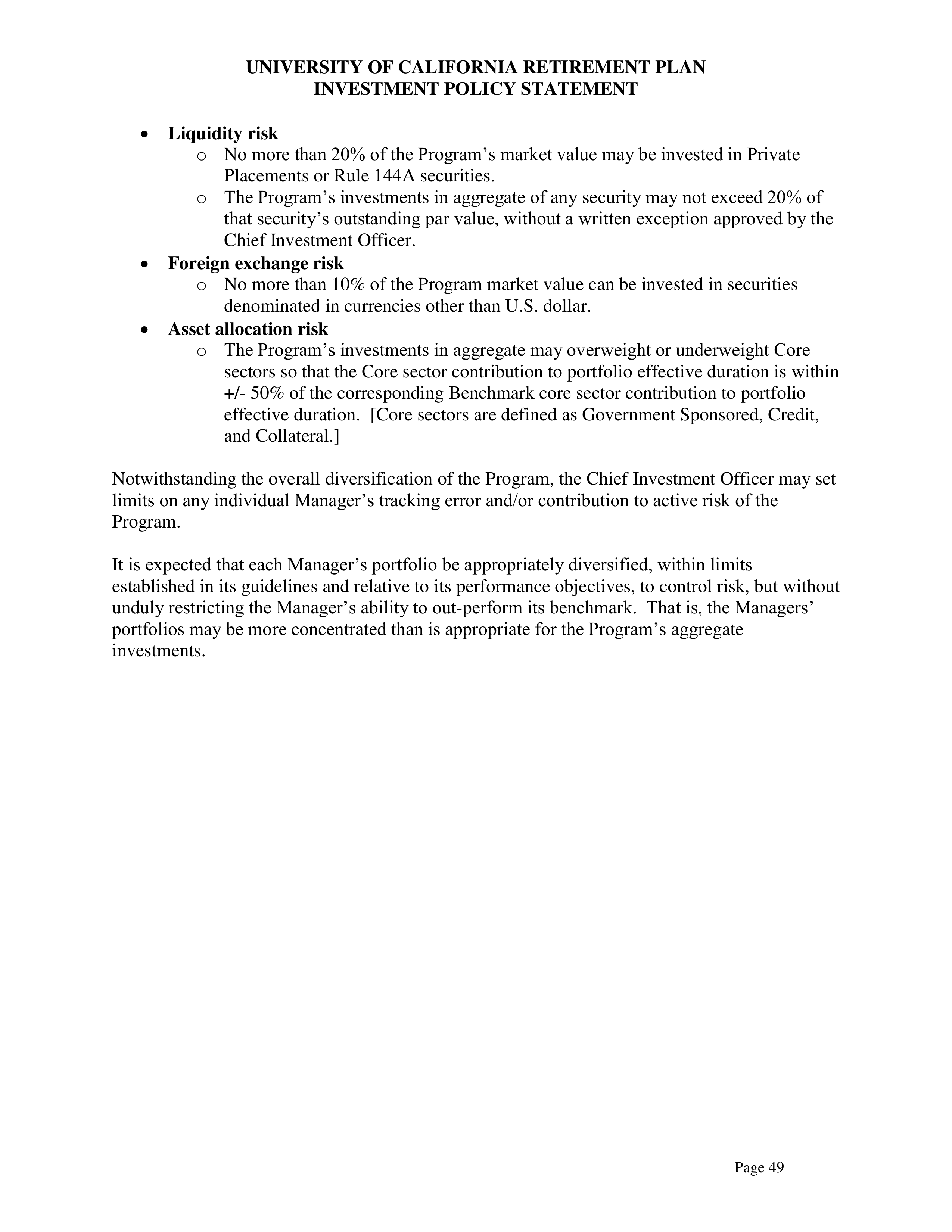 UC Retirement Plan Investment Statement — page 49