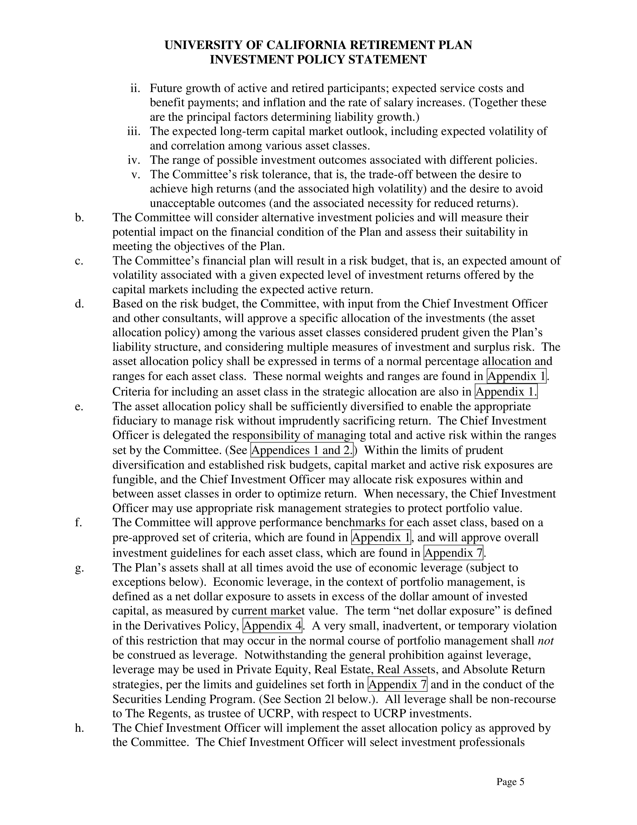 UC Retirement Plan Investment Statement — page 5
