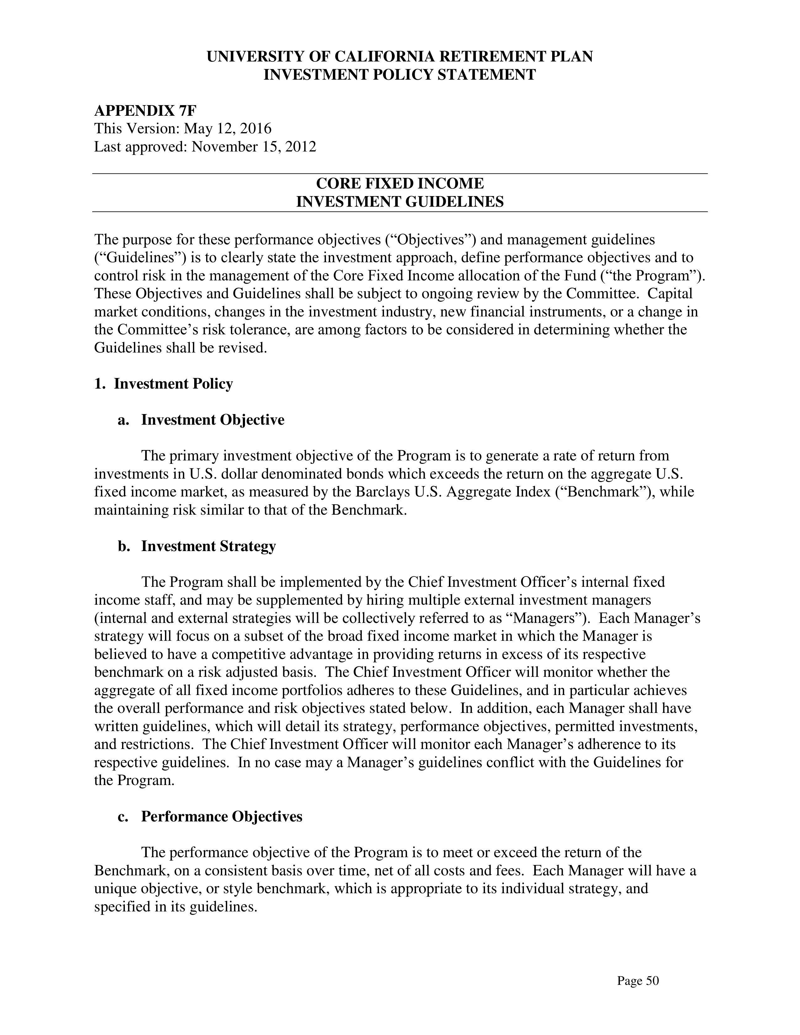 UC Retirement Plan Investment Statement — page 50