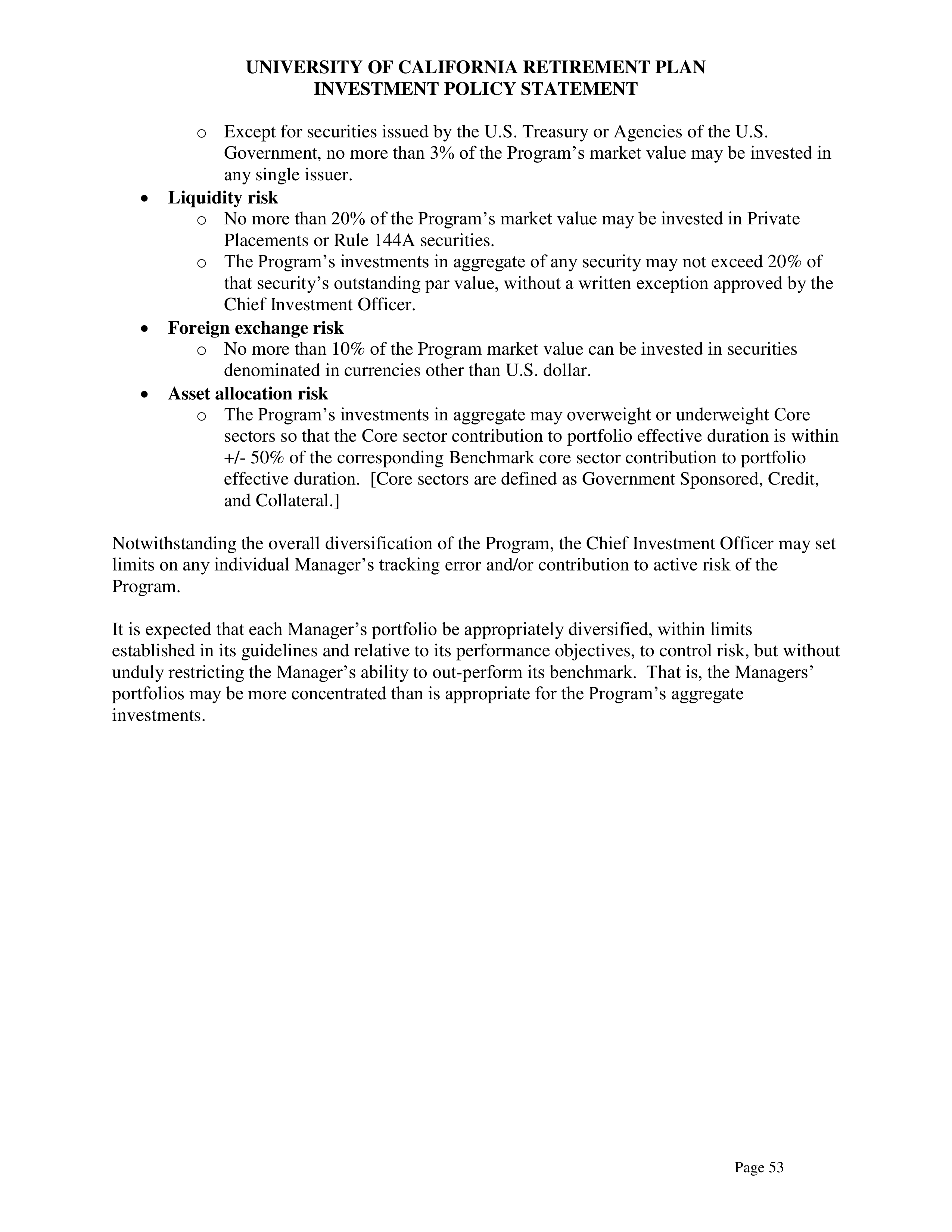 UC Retirement Plan Investment Statement — page 53