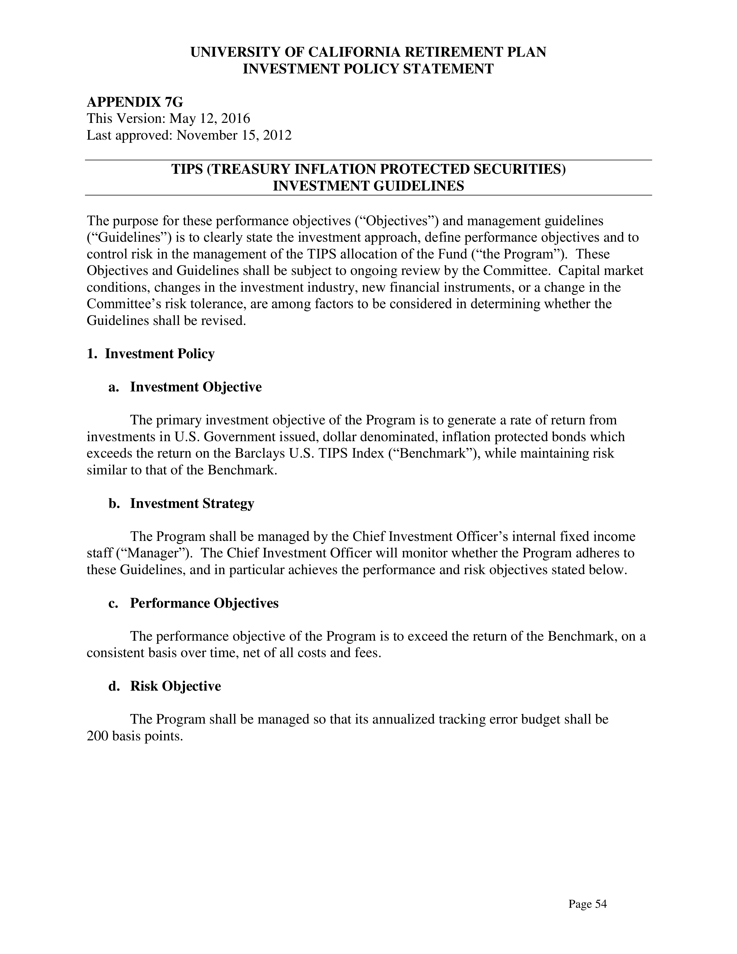 UC Retirement Plan Investment Statement — page 54