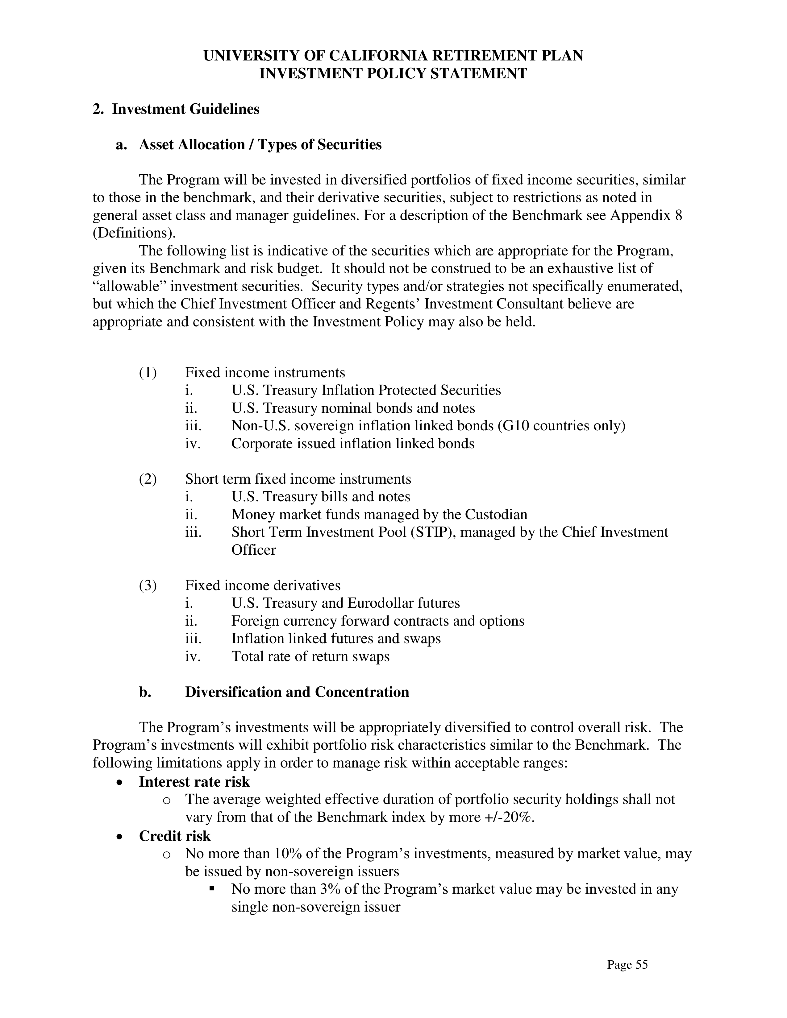 UC Retirement Plan Investment Statement — page 55