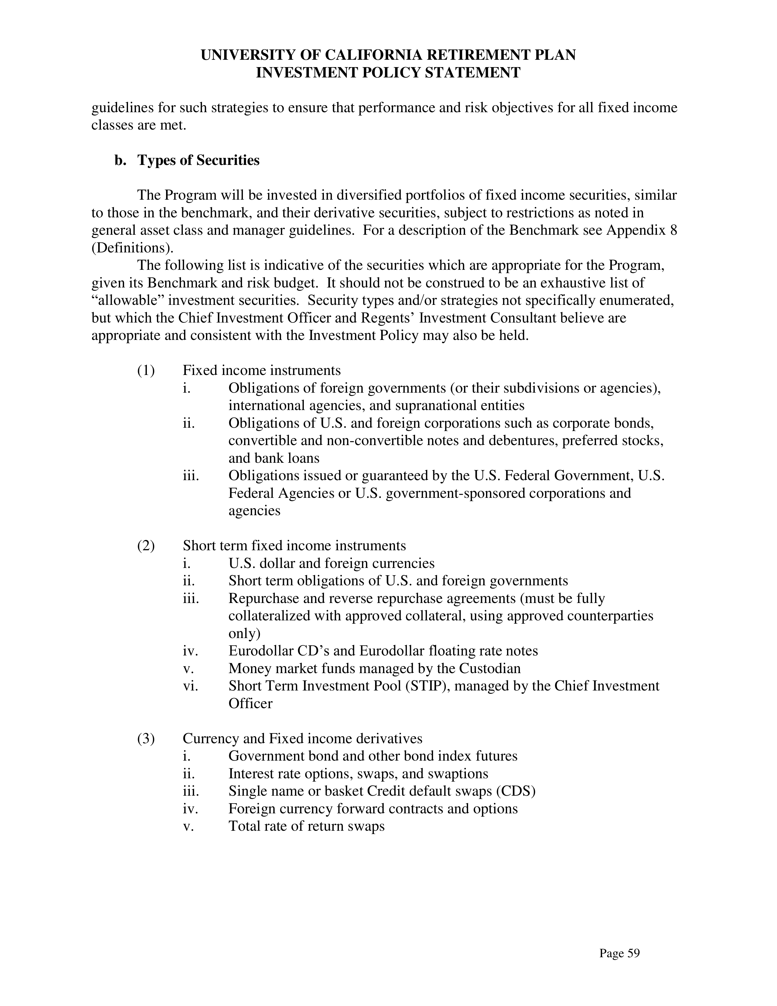 UC Retirement Plan Investment Statement — page 59