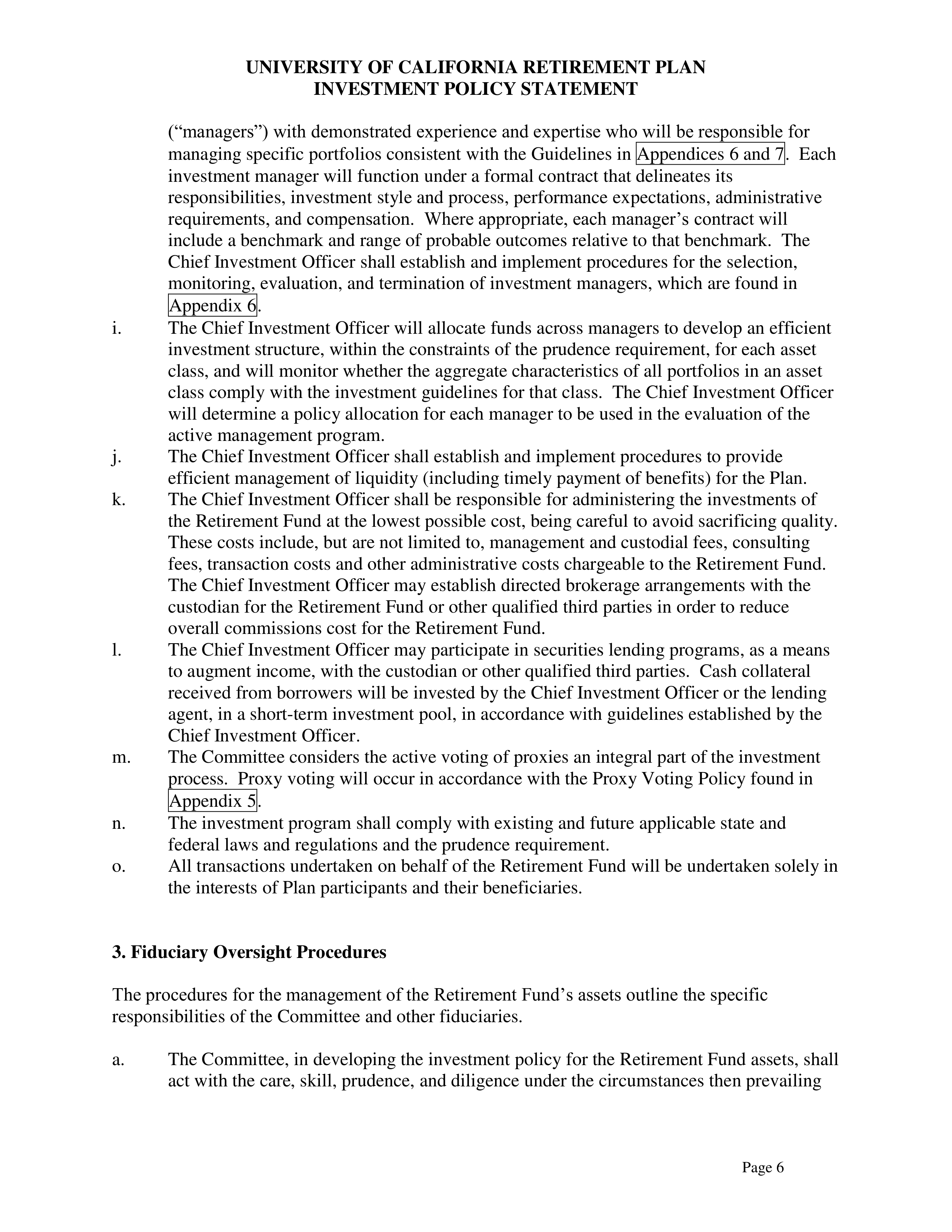 UC Retirement Plan Investment Statement — page 6
