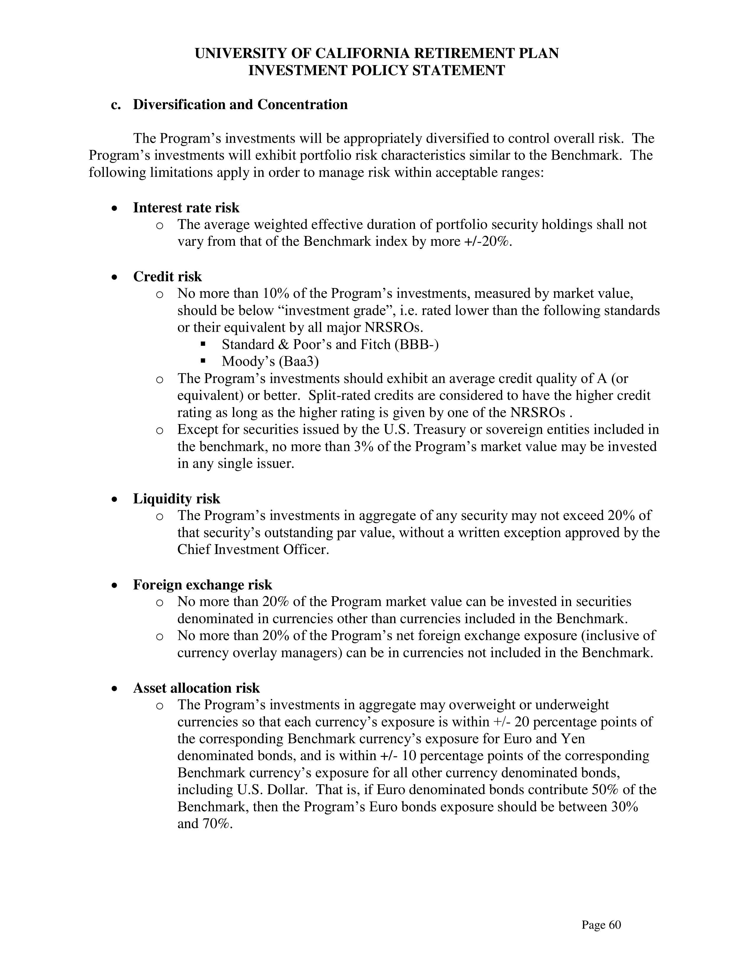 UC Retirement Plan Investment Statement — page 60