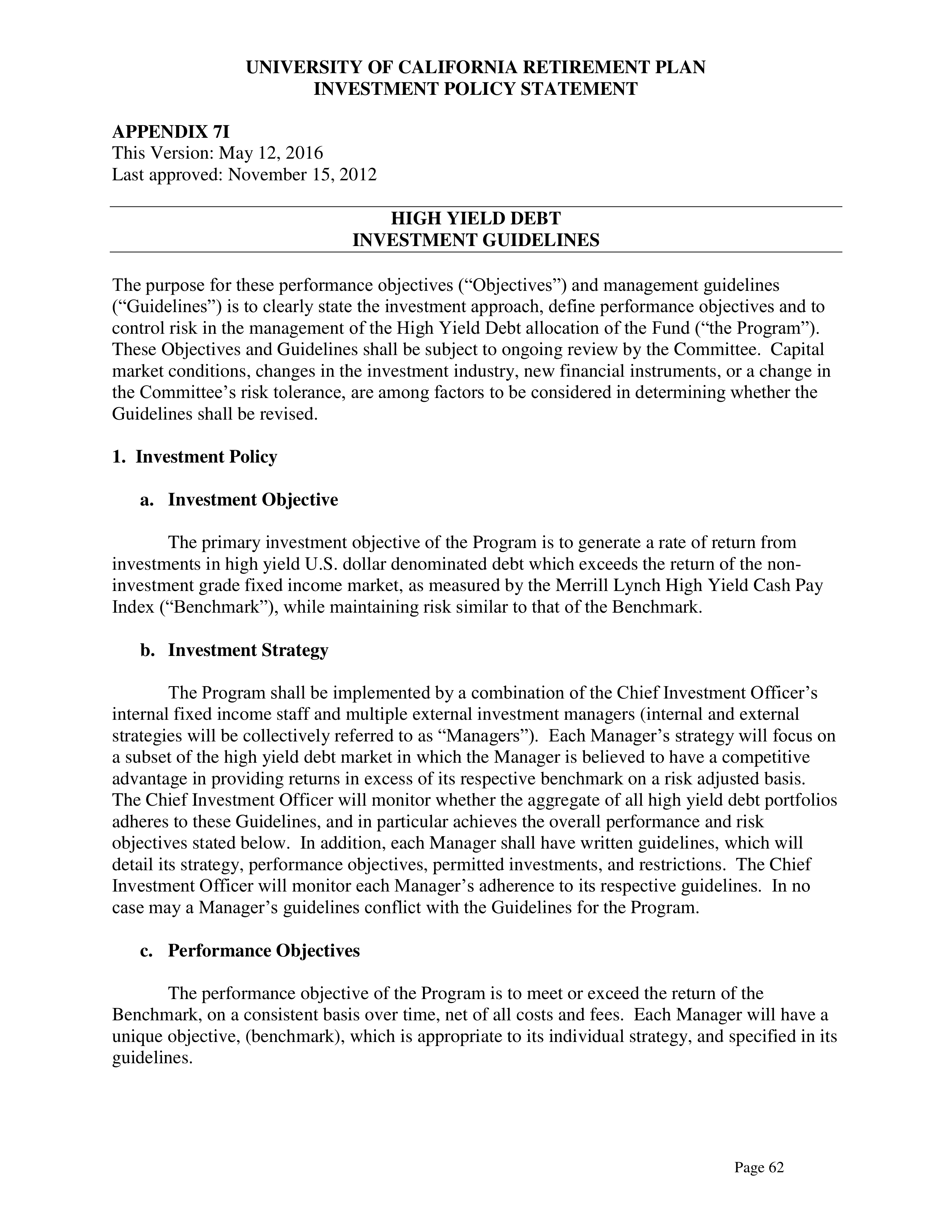 UC Retirement Plan Investment Statement — page 62