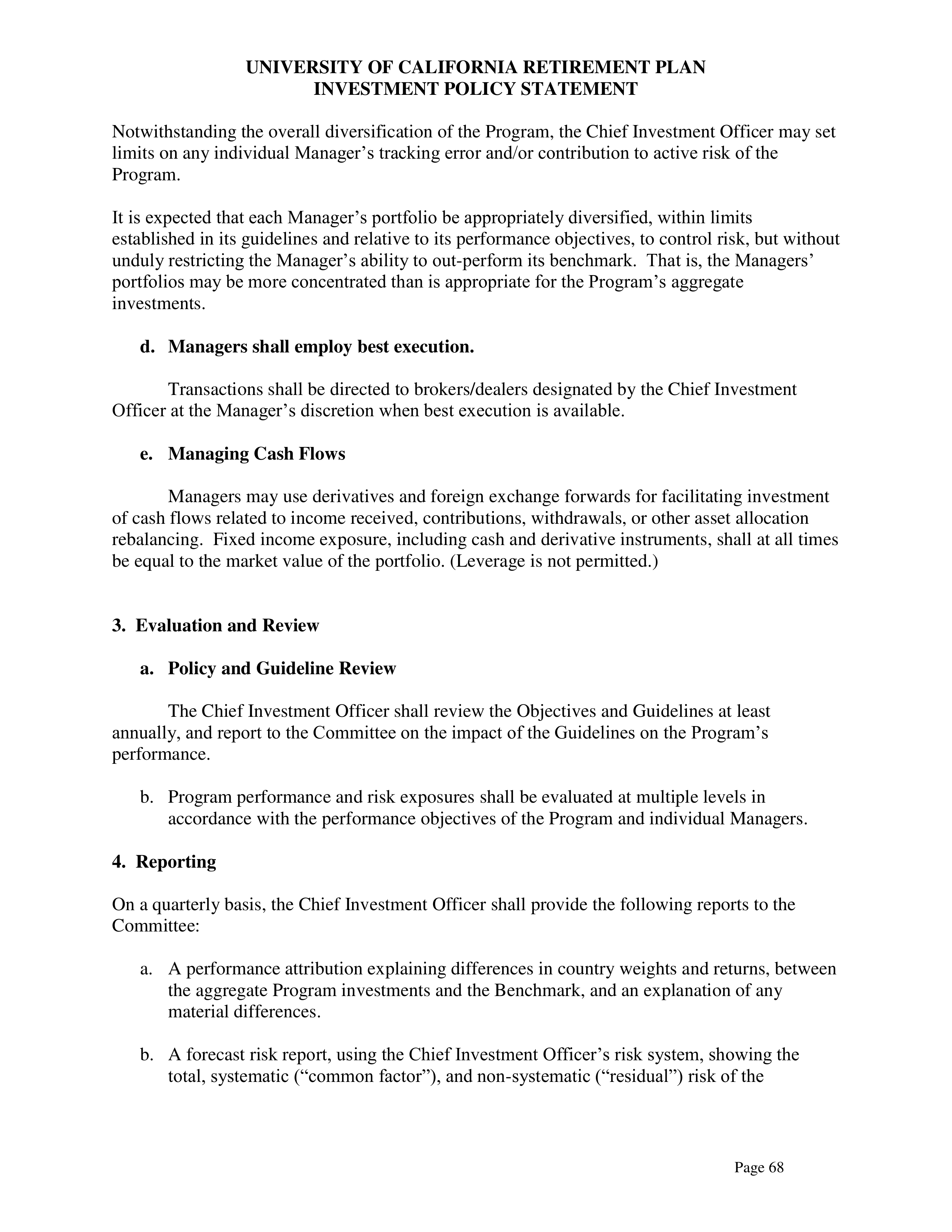 UC Retirement Plan Investment Statement — page 68