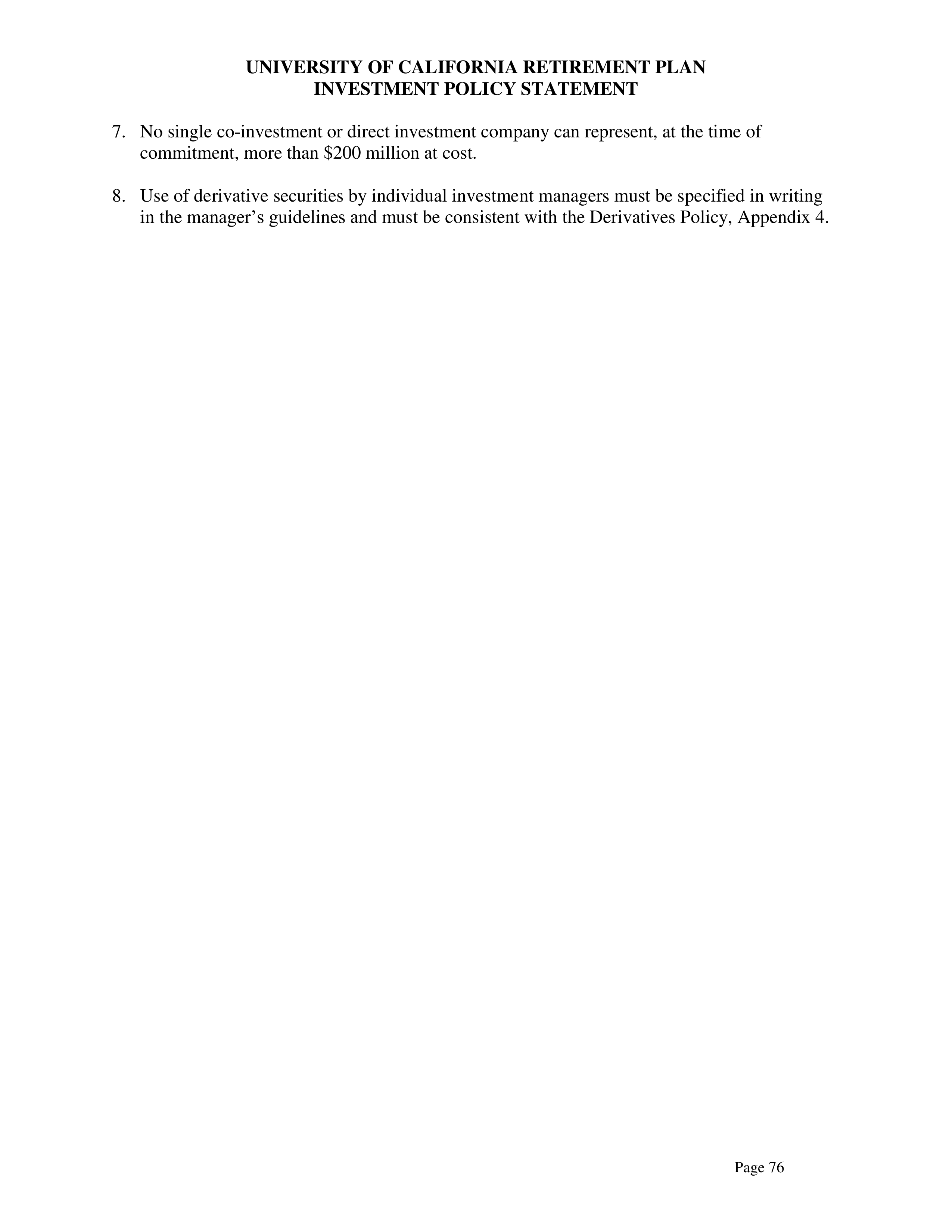 UC Retirement Plan Investment Statement — page 76