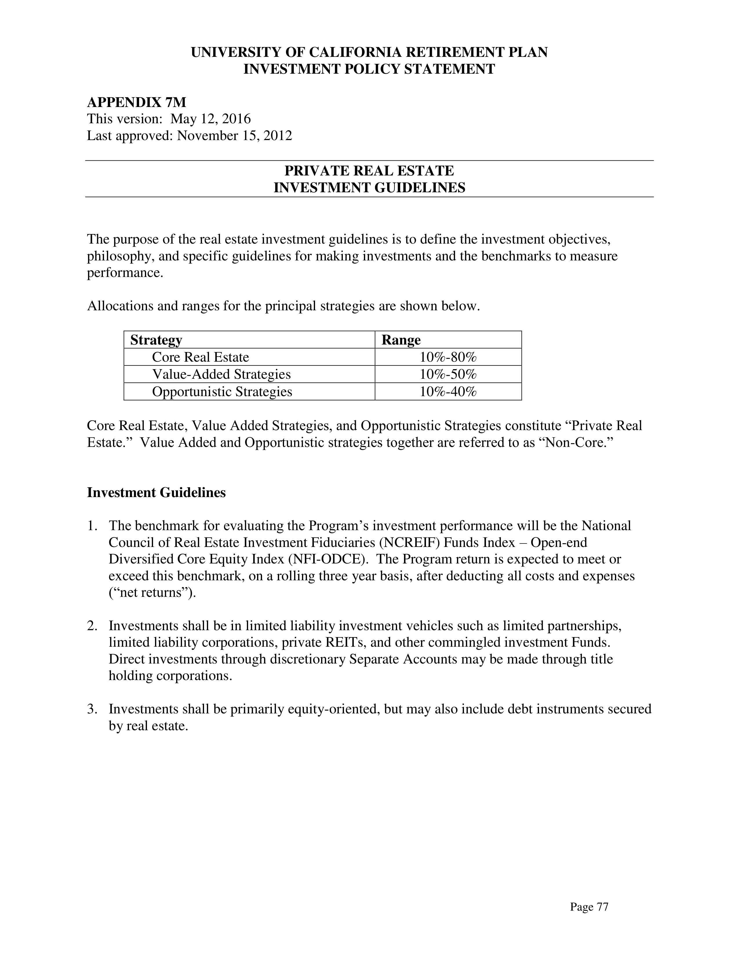 UC Retirement Plan Investment Statement — page 77