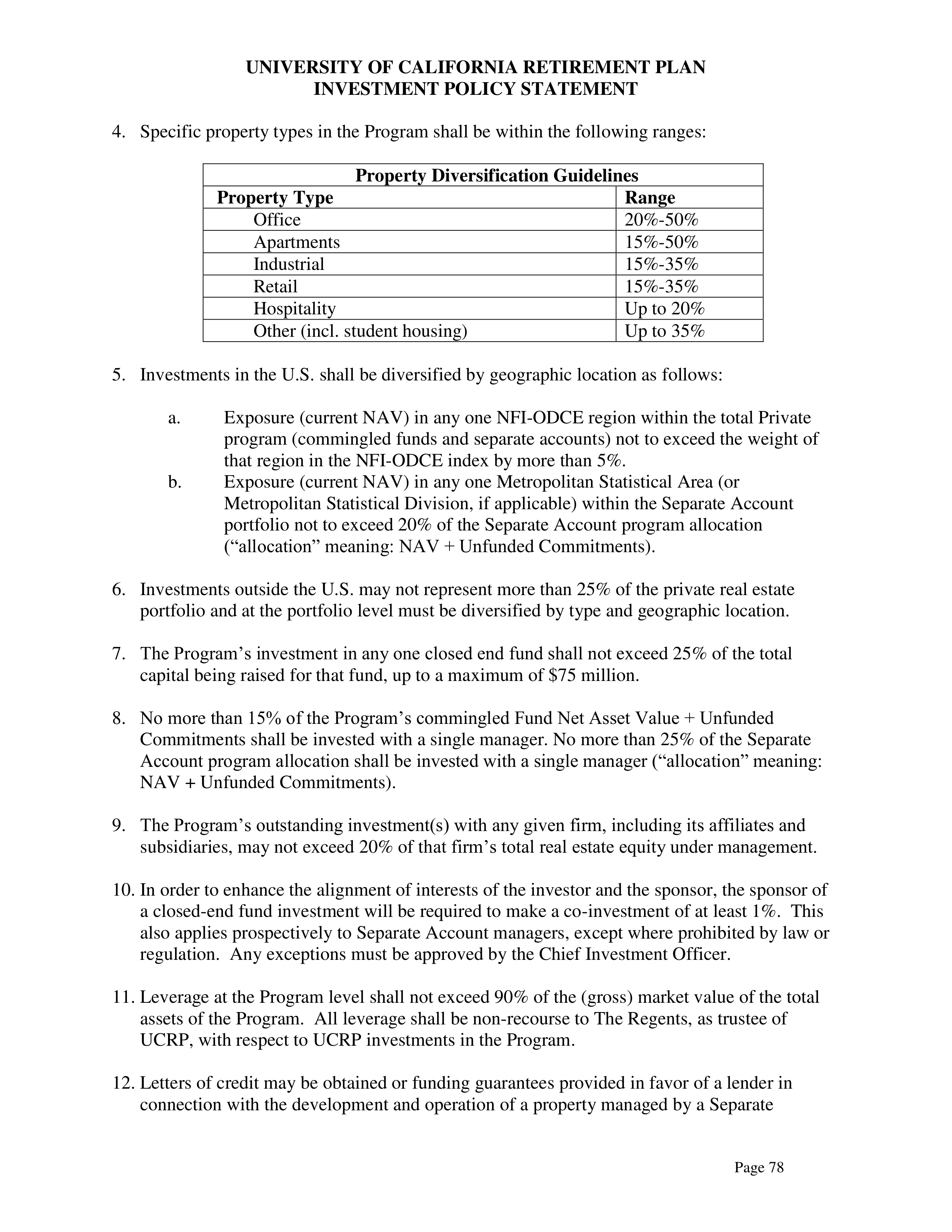 UC Retirement Plan Investment Statement — page 78