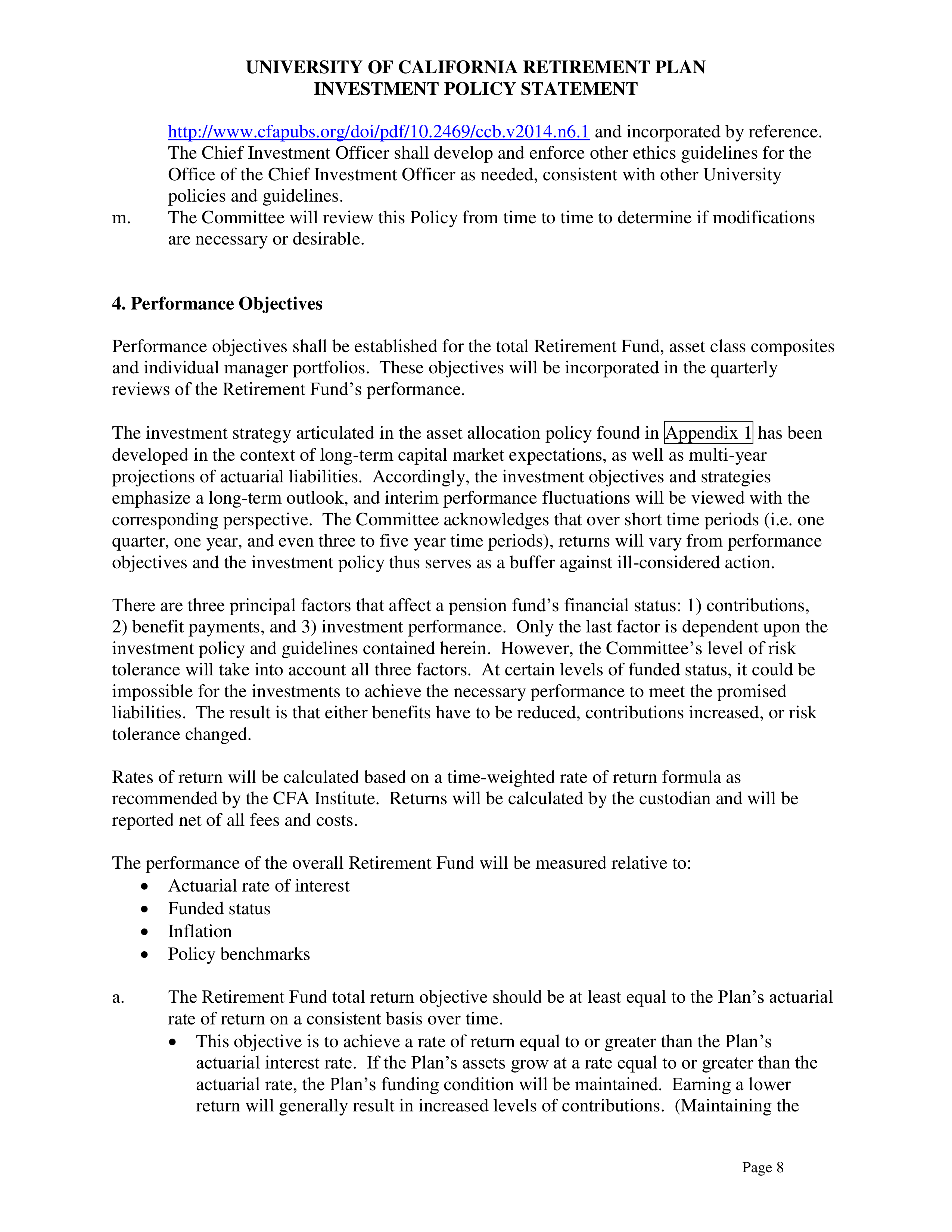 UC Retirement Plan Investment Statement — page 8