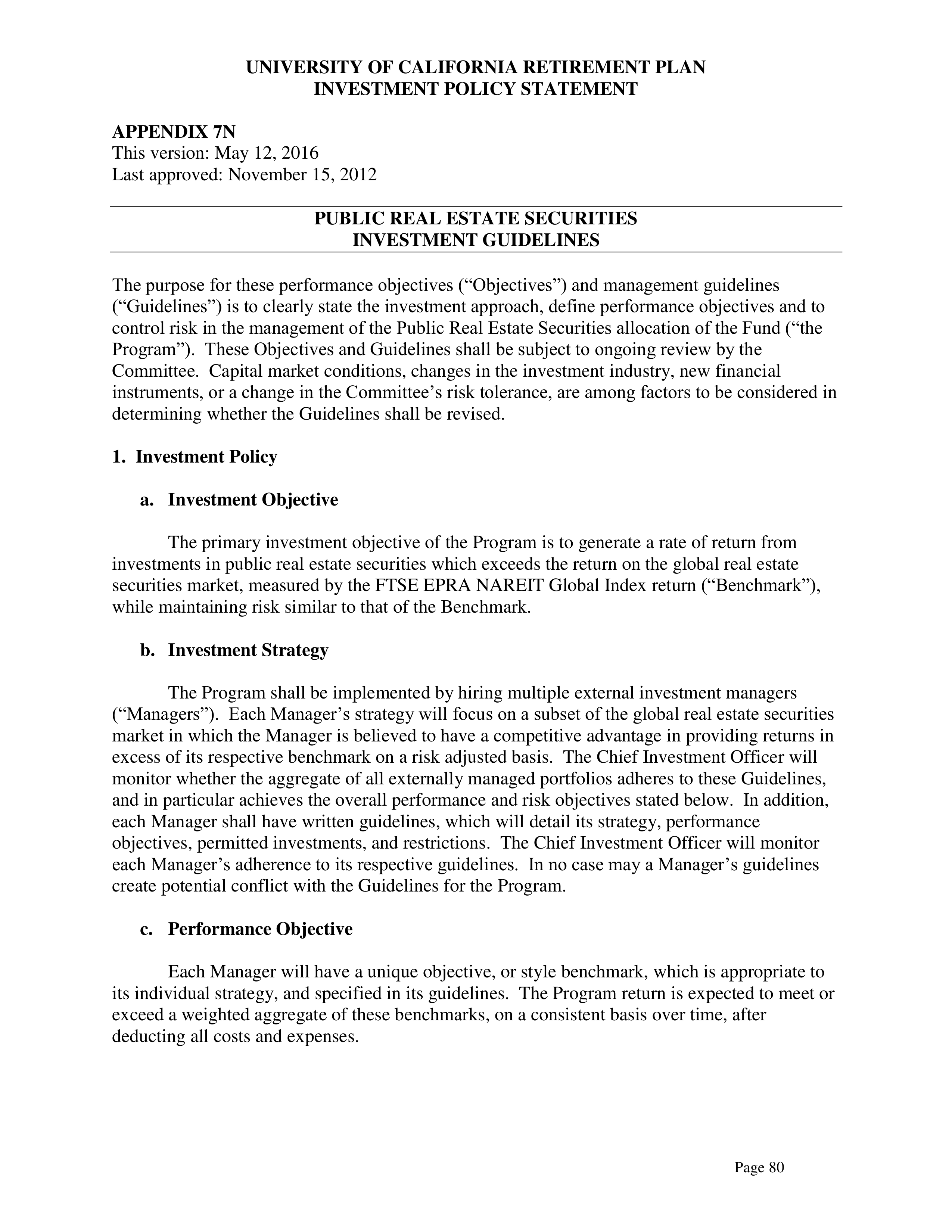 UC Retirement Plan Investment Statement — page 80