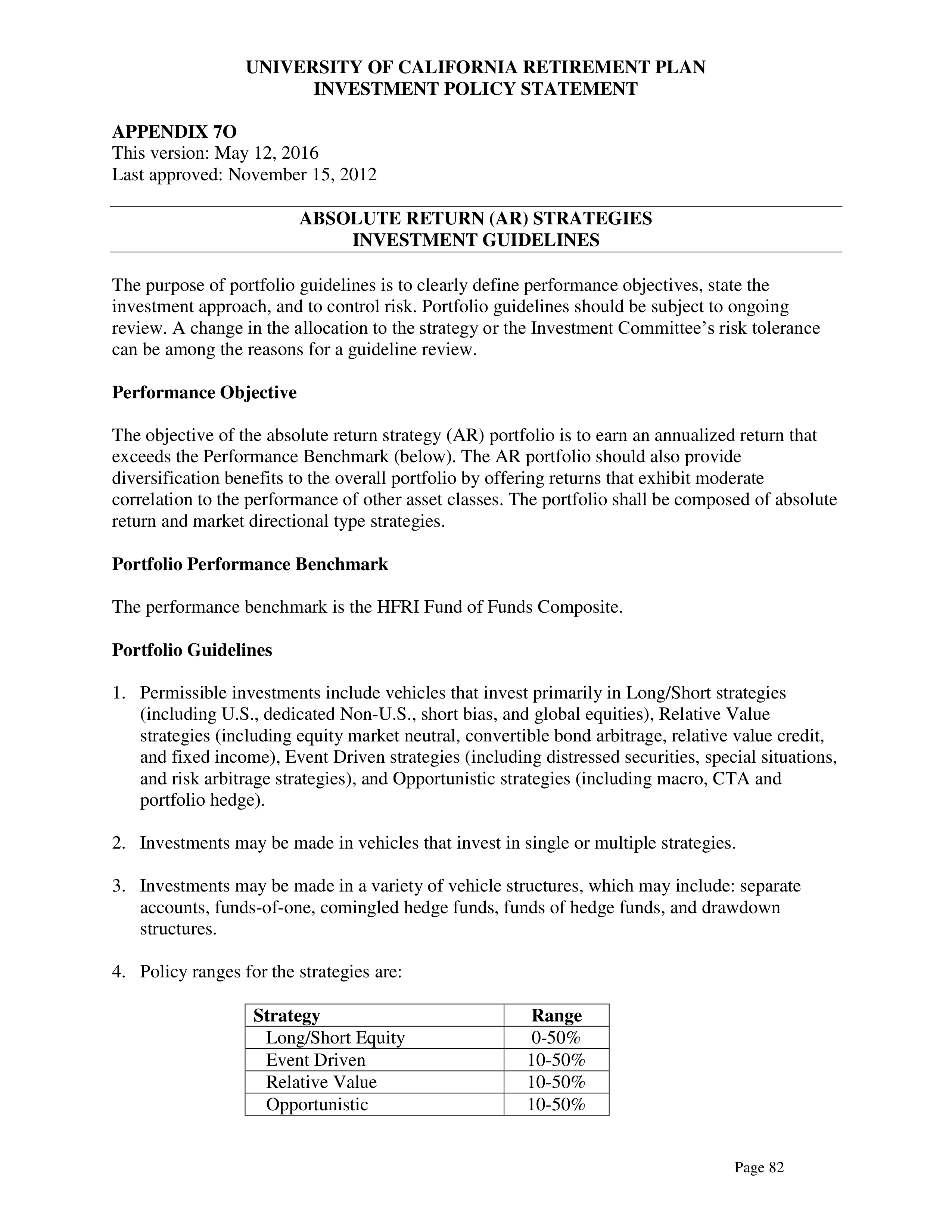 UC Retirement Plan Investment Statement — page 82