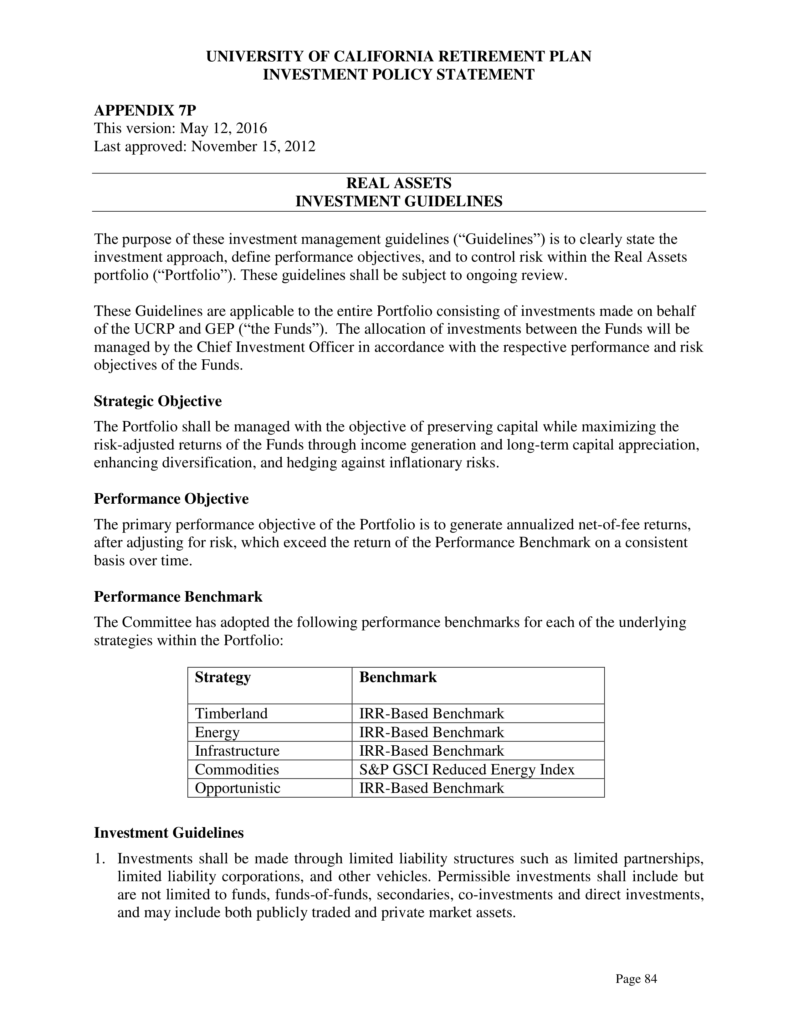 UC Retirement Plan Investment Statement — page 84