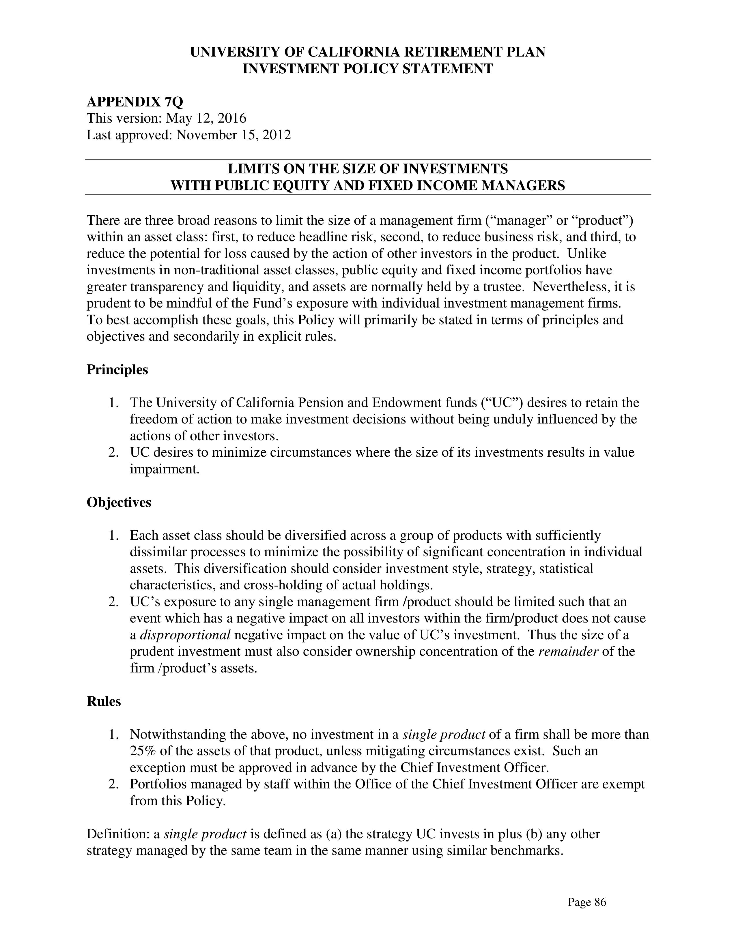 UC Retirement Plan Investment Statement — page 86