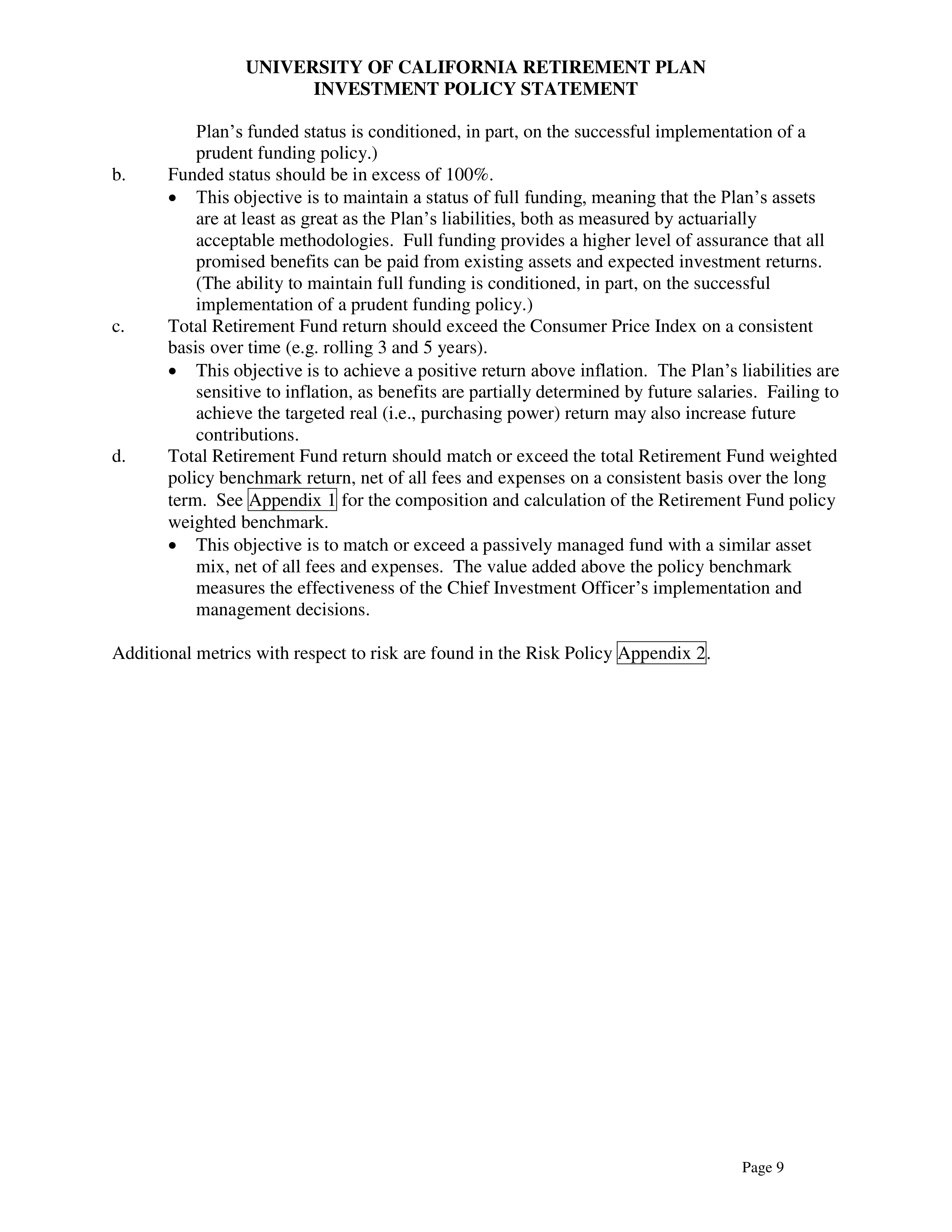 UC Retirement Plan Investment Statement — page 9