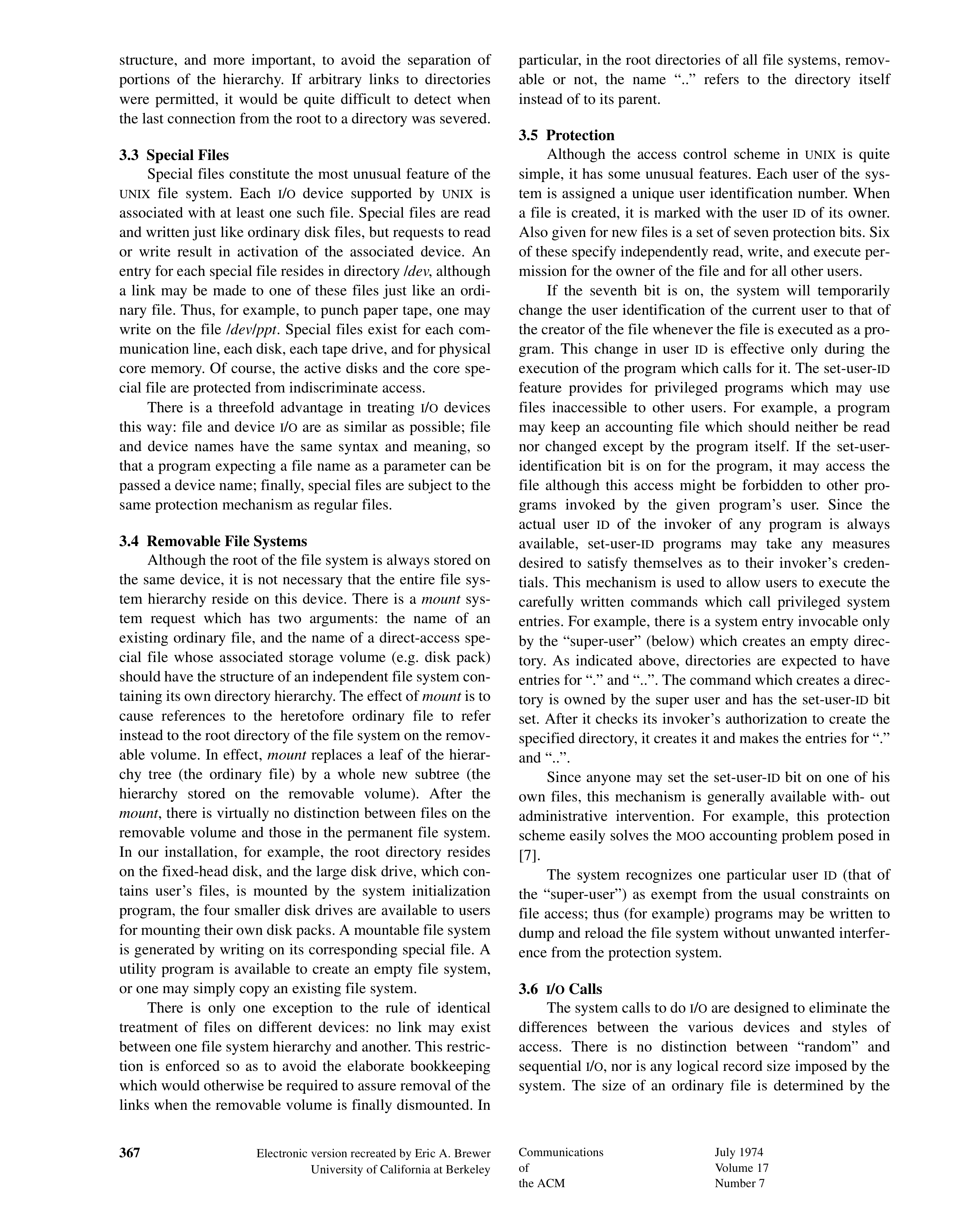 UNIX Time-Sharing System Research Paper by Bell Laboratories — page 3