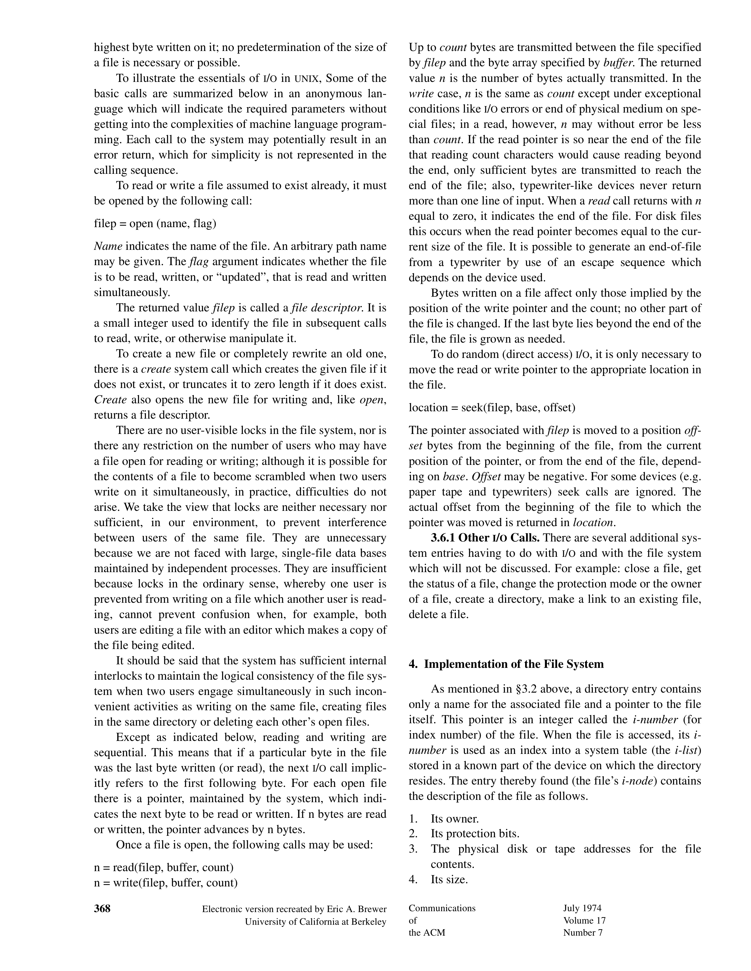 UNIX Time-Sharing System Research Paper by Bell Laboratories — page 4