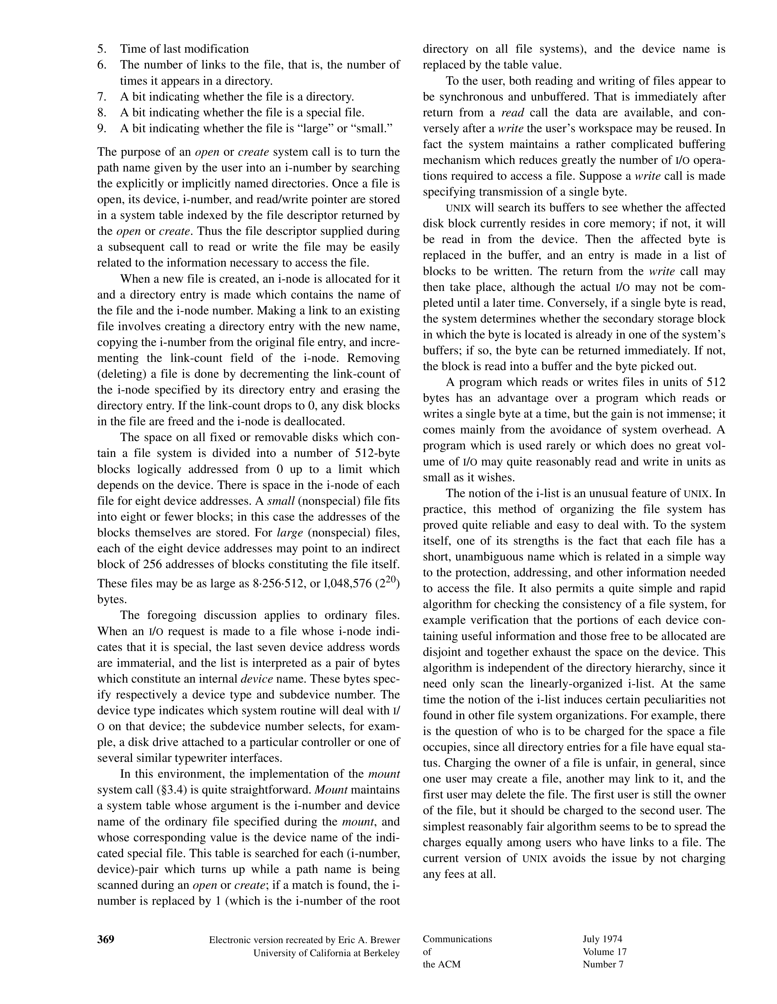 UNIX Time-Sharing System Research Paper by Bell Laboratories — page 5