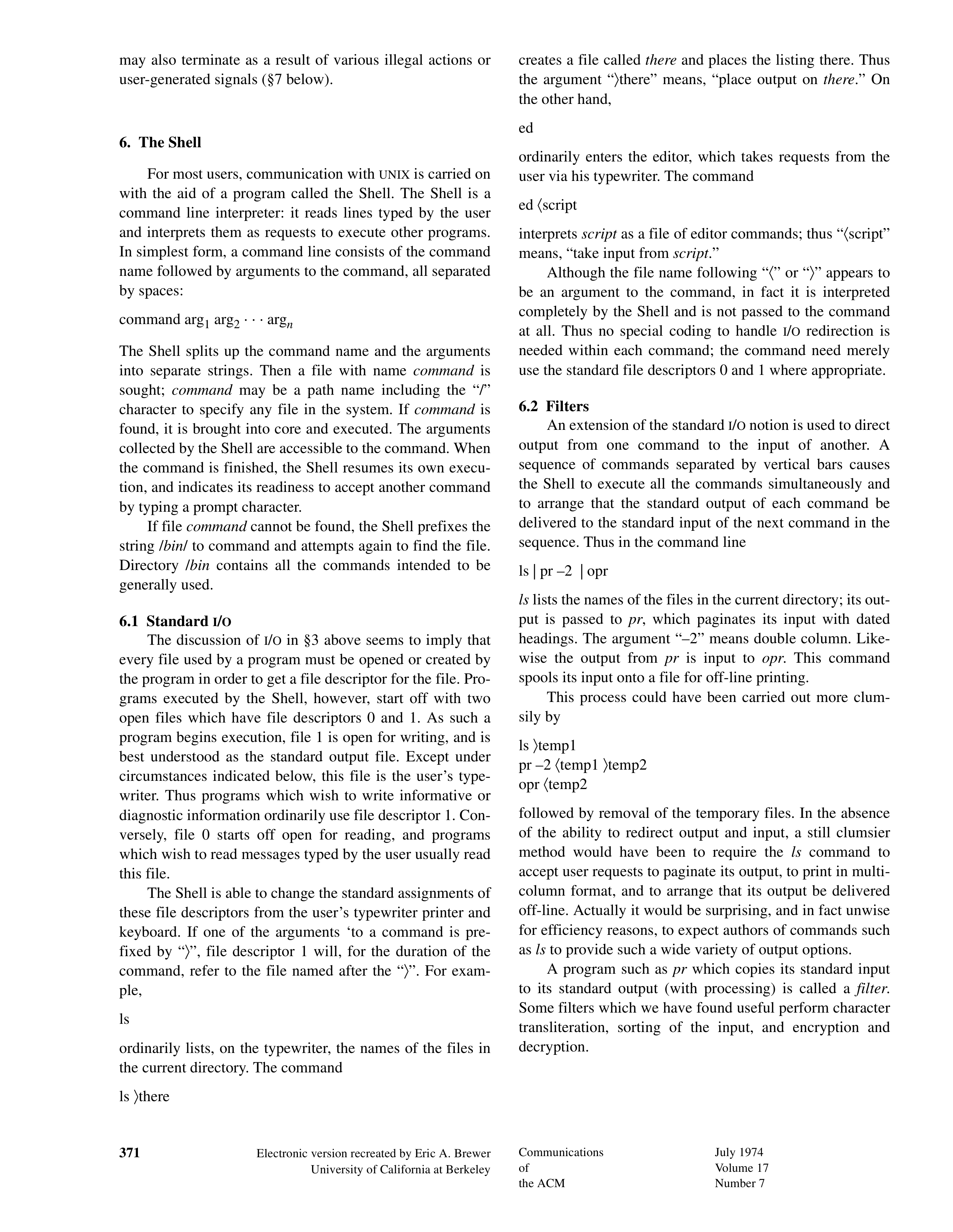 UNIX Time-Sharing System Research Paper by Bell Laboratories — page 7