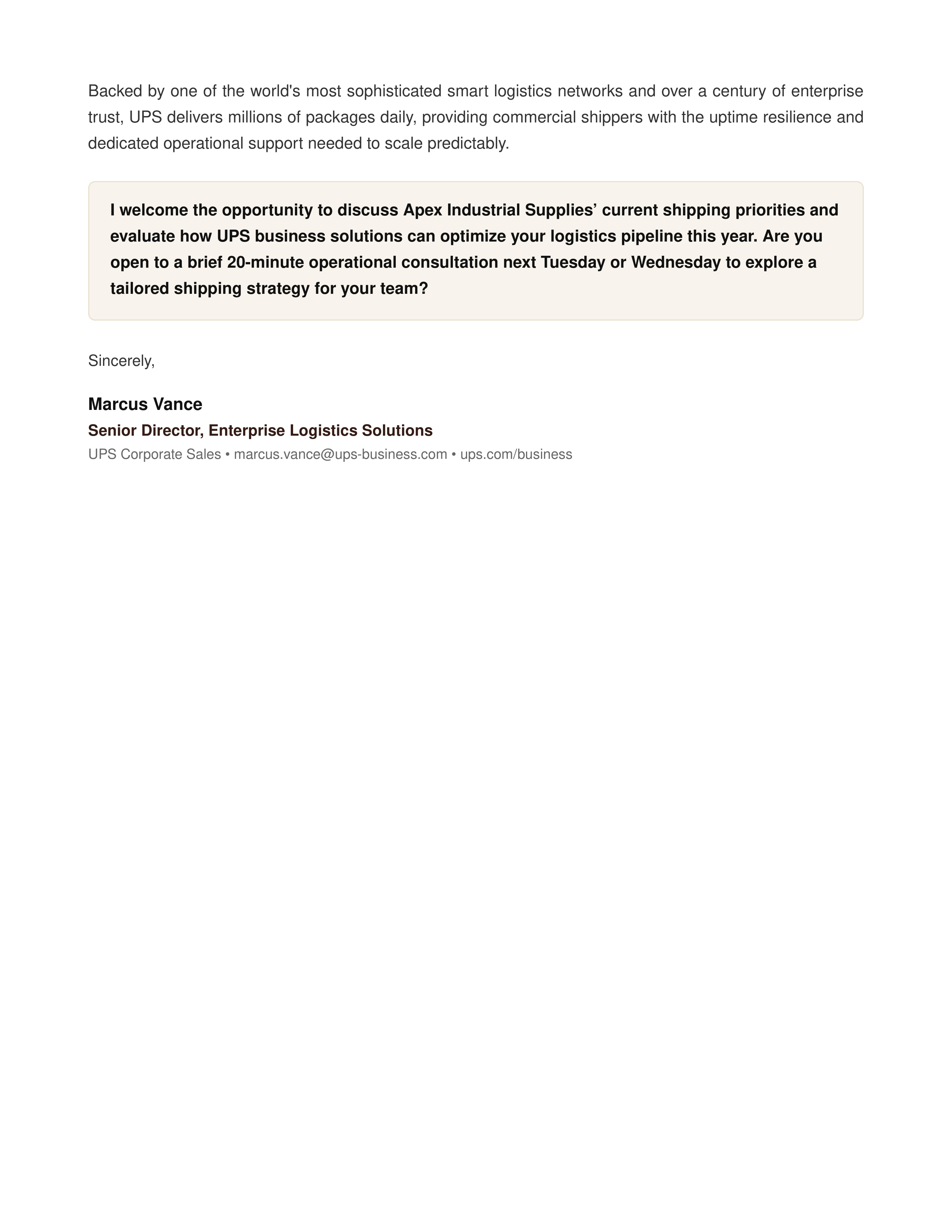 UPS Sales Letter — page 2